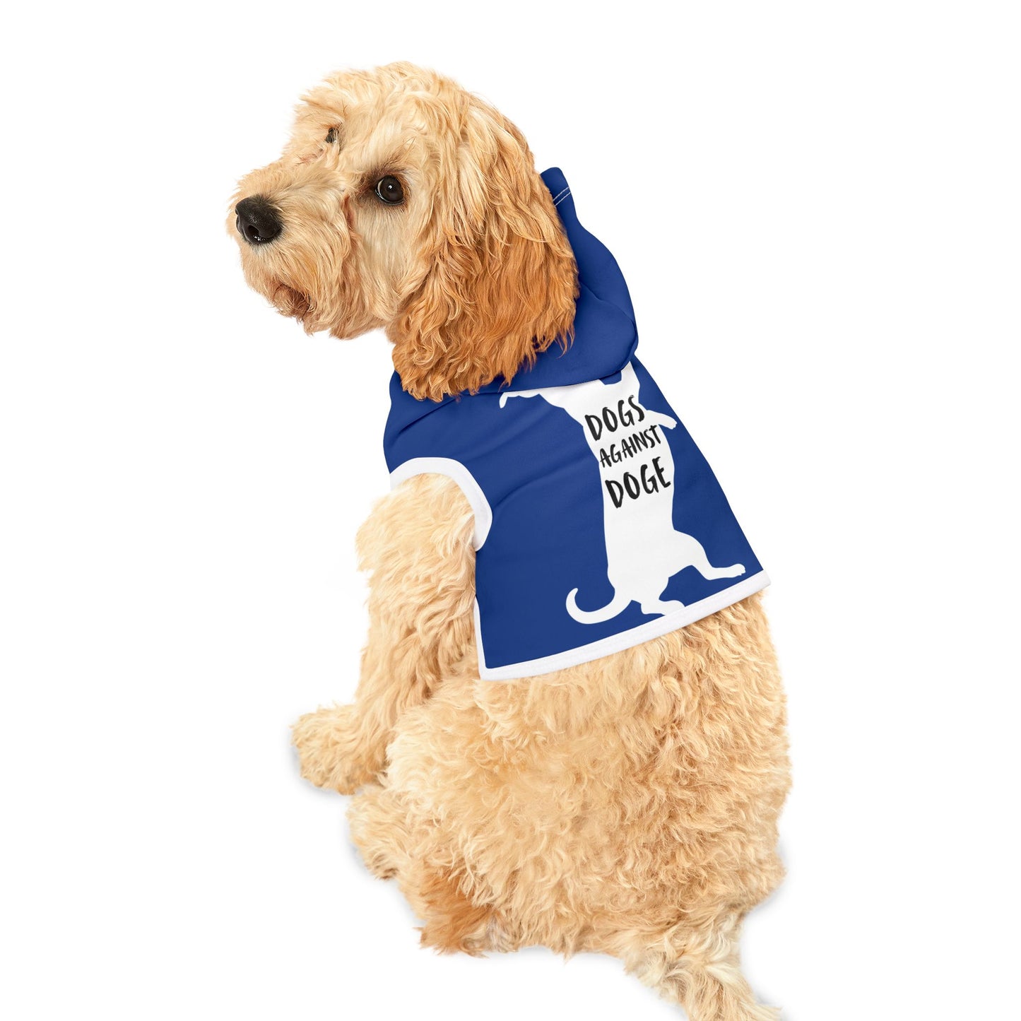 Blue Wiener Dogs Against DOGE Pet Hoodie