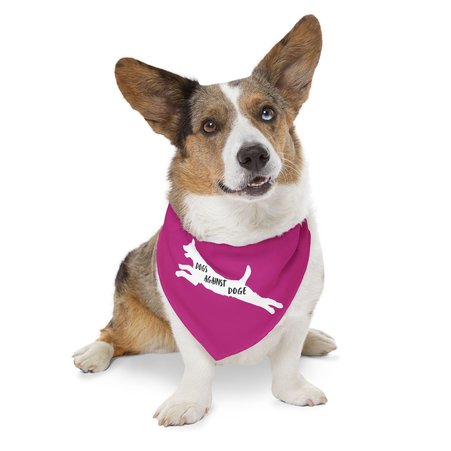Hot Pink Dogs Against DOGE Lunging Pup Pet Bandana Collar