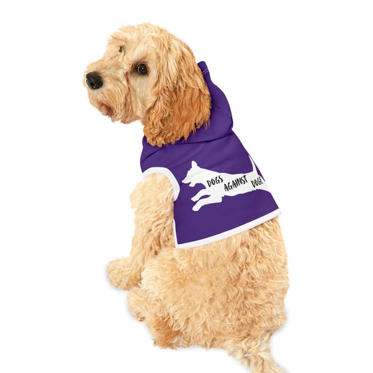 Purple Lunging Pup Dogs Against DOGE Pet Hoodie