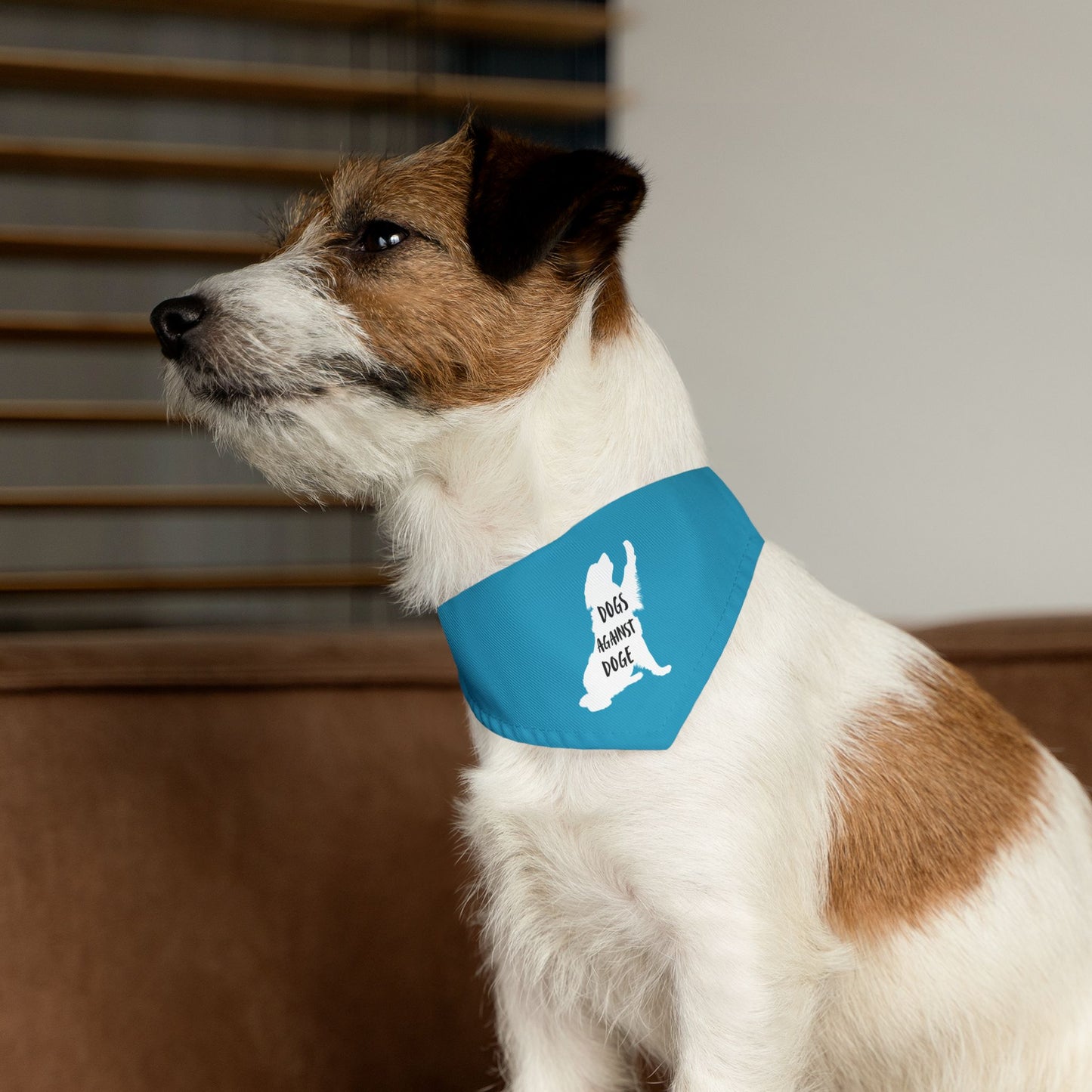 Turquoise Dogs Against DOGE Raised Paw Pet Bandana Collar
