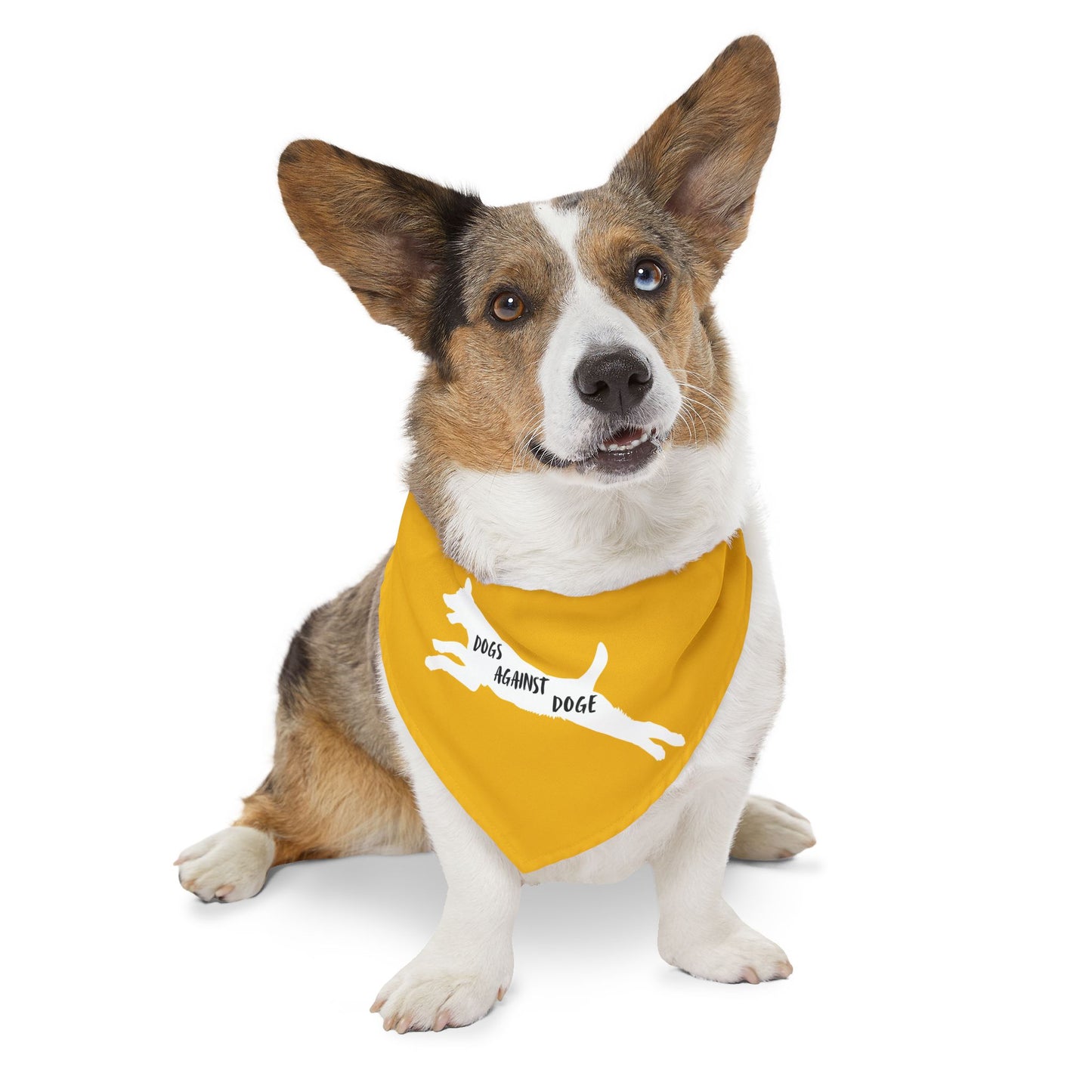 Yellow Dogs Against DOGE Lunging Pup Pet Bandana Collar