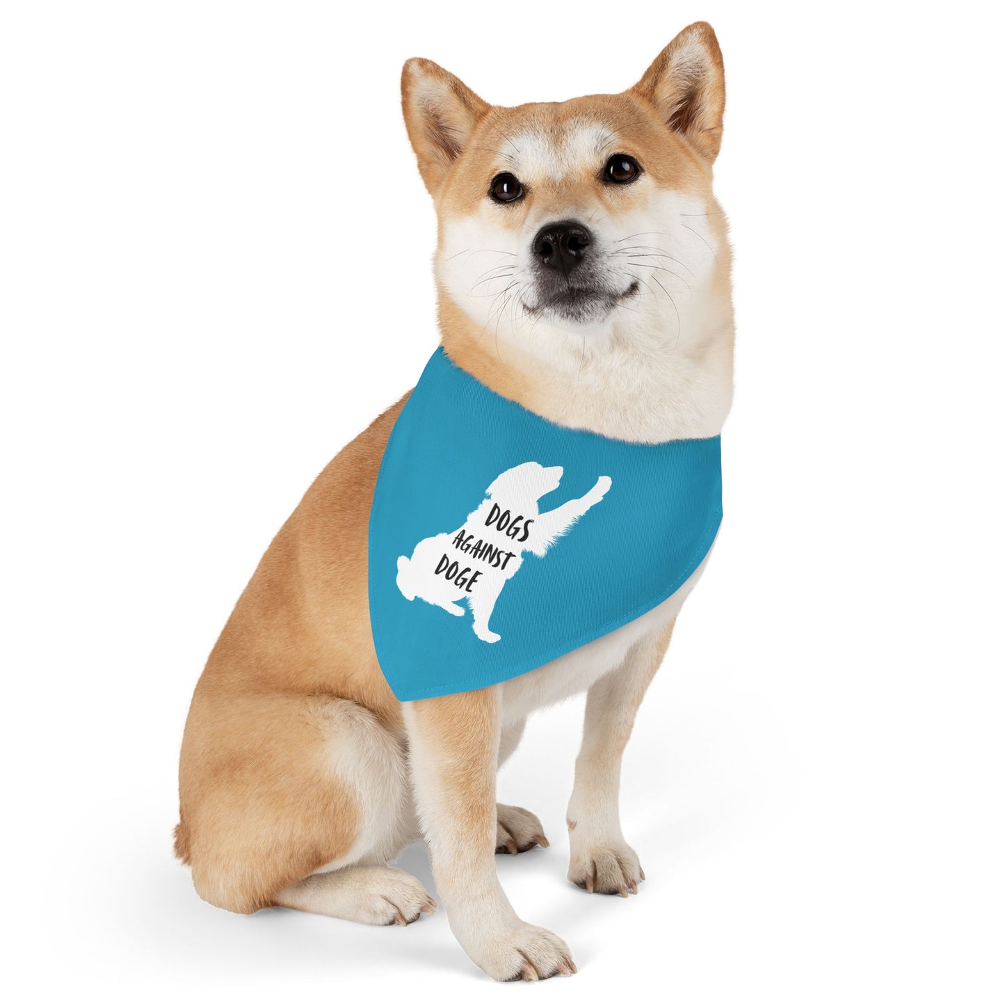 Turquoise Dogs Against DOGE Raised Paw Pet Bandana Collar