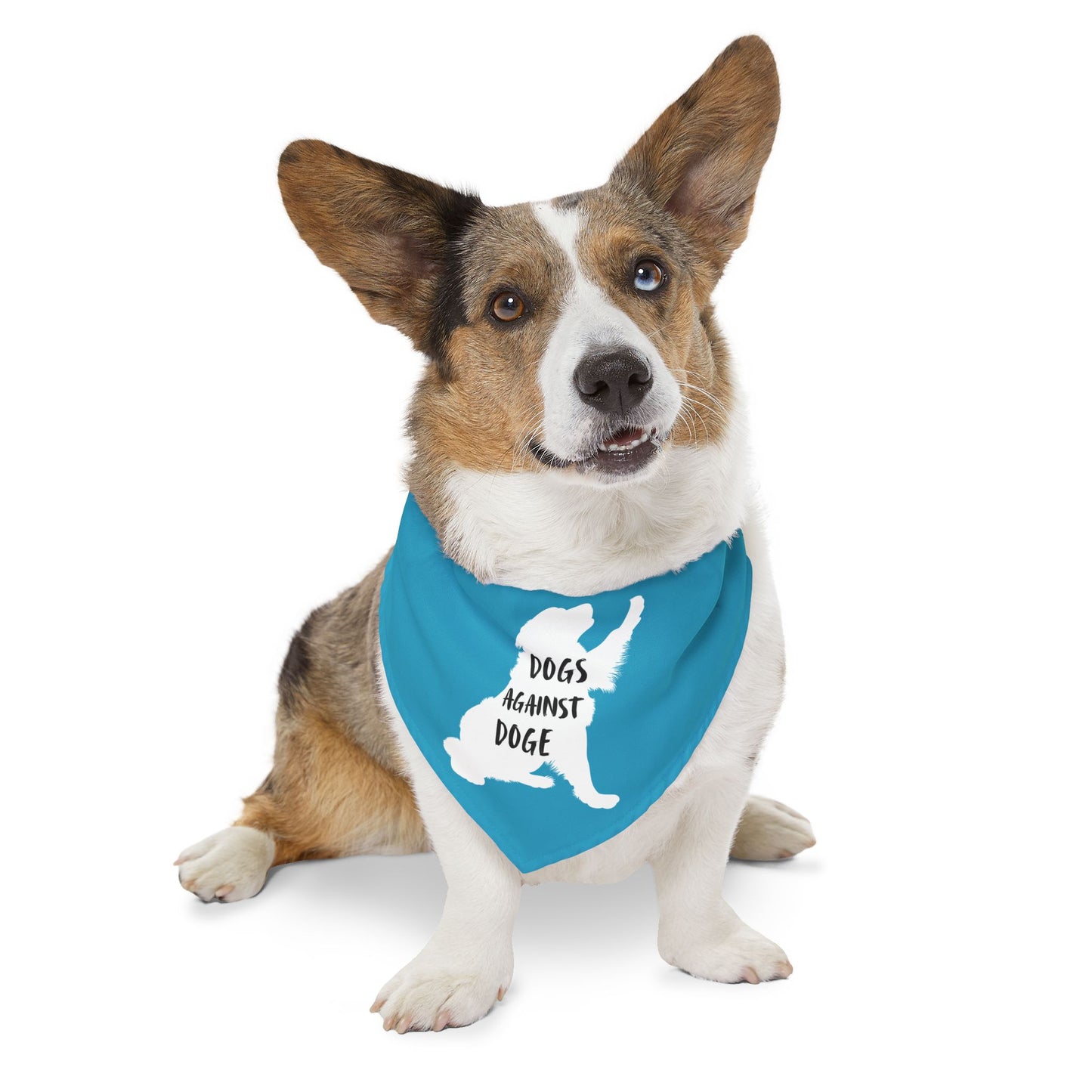 Turquoise Dogs Against DOGE Raised Paw Pet Bandana Collar