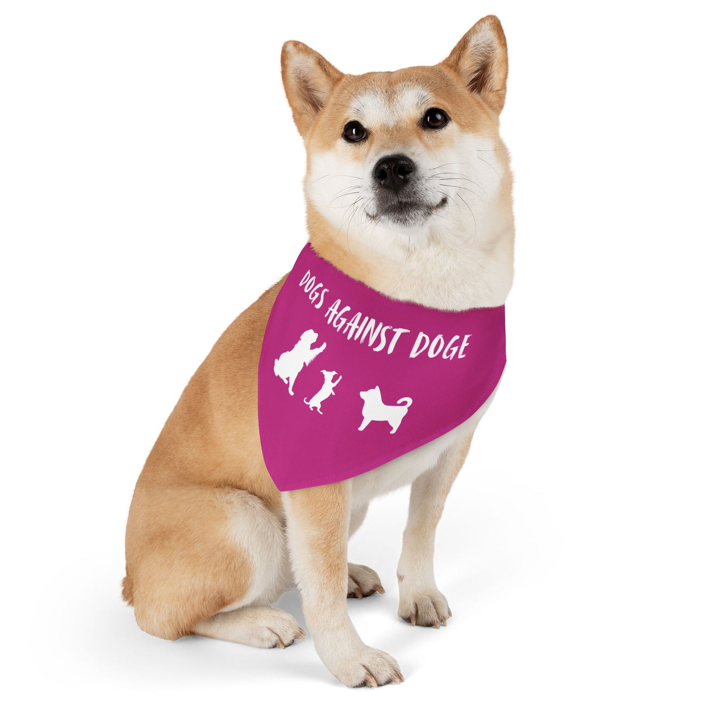 Hot Pink Dogs Against DOGE "Stop the DOGE" Pet Bandana Collar