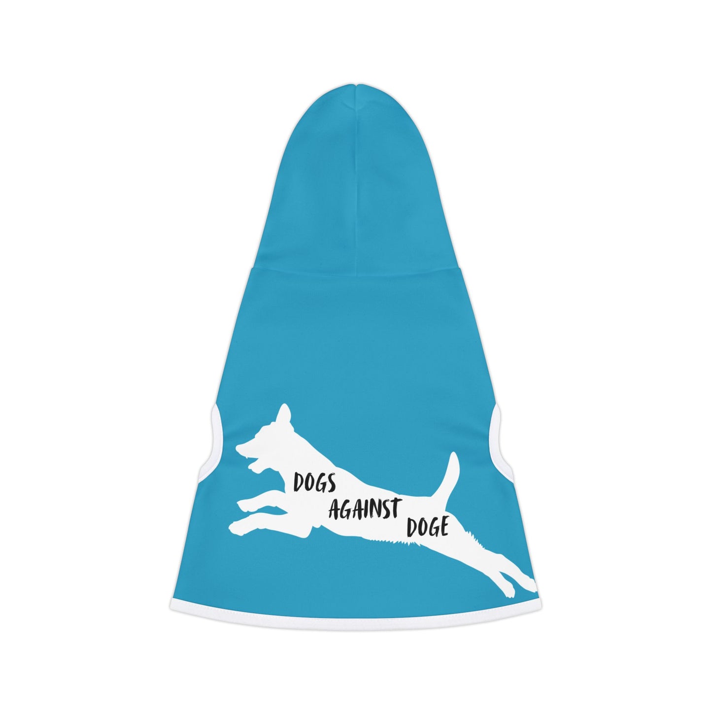 Turquoise Lunging Pup Dogs Against DOGE Pet Hoodie