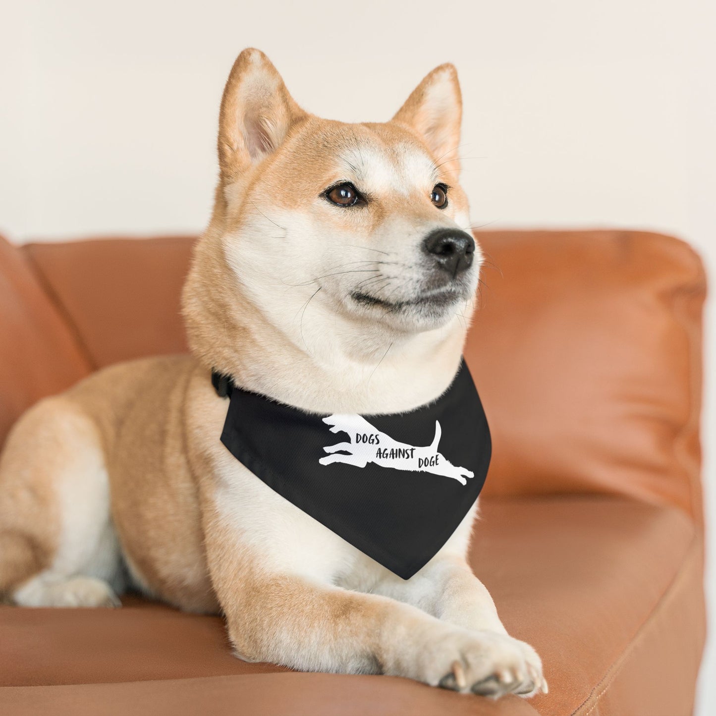 Black Dogs Against DOGE Lunging Pup Pet Bandana Collar