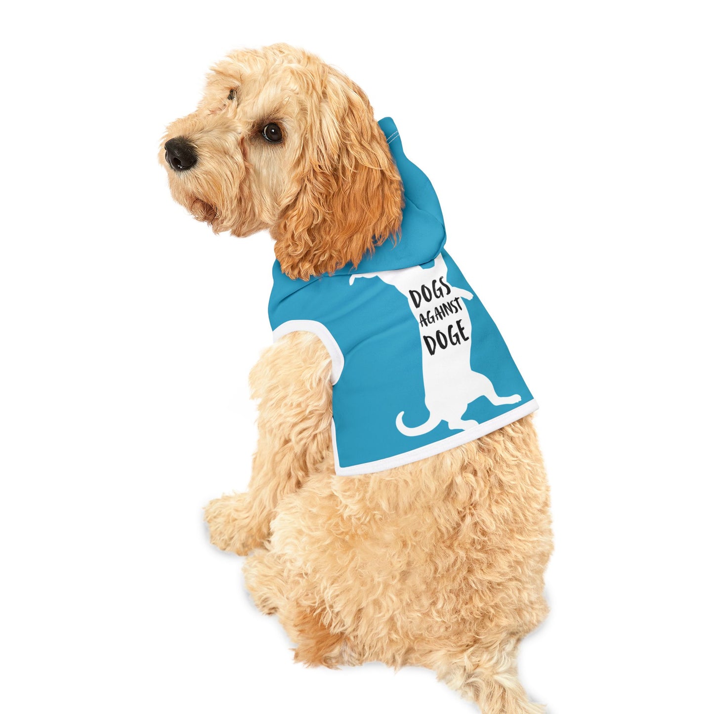 Turquoise Wiener Dogs Against DOGE Pet Hoodie