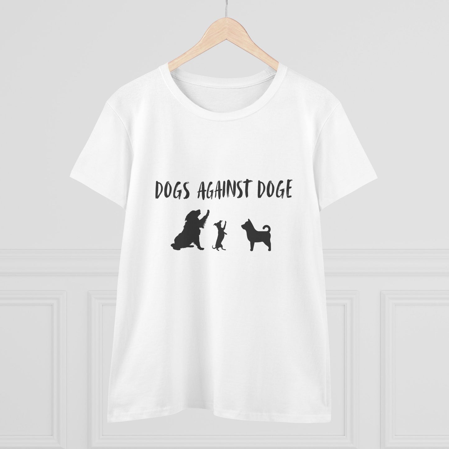 Women's Dogs Against DOGE White Cotton Tee