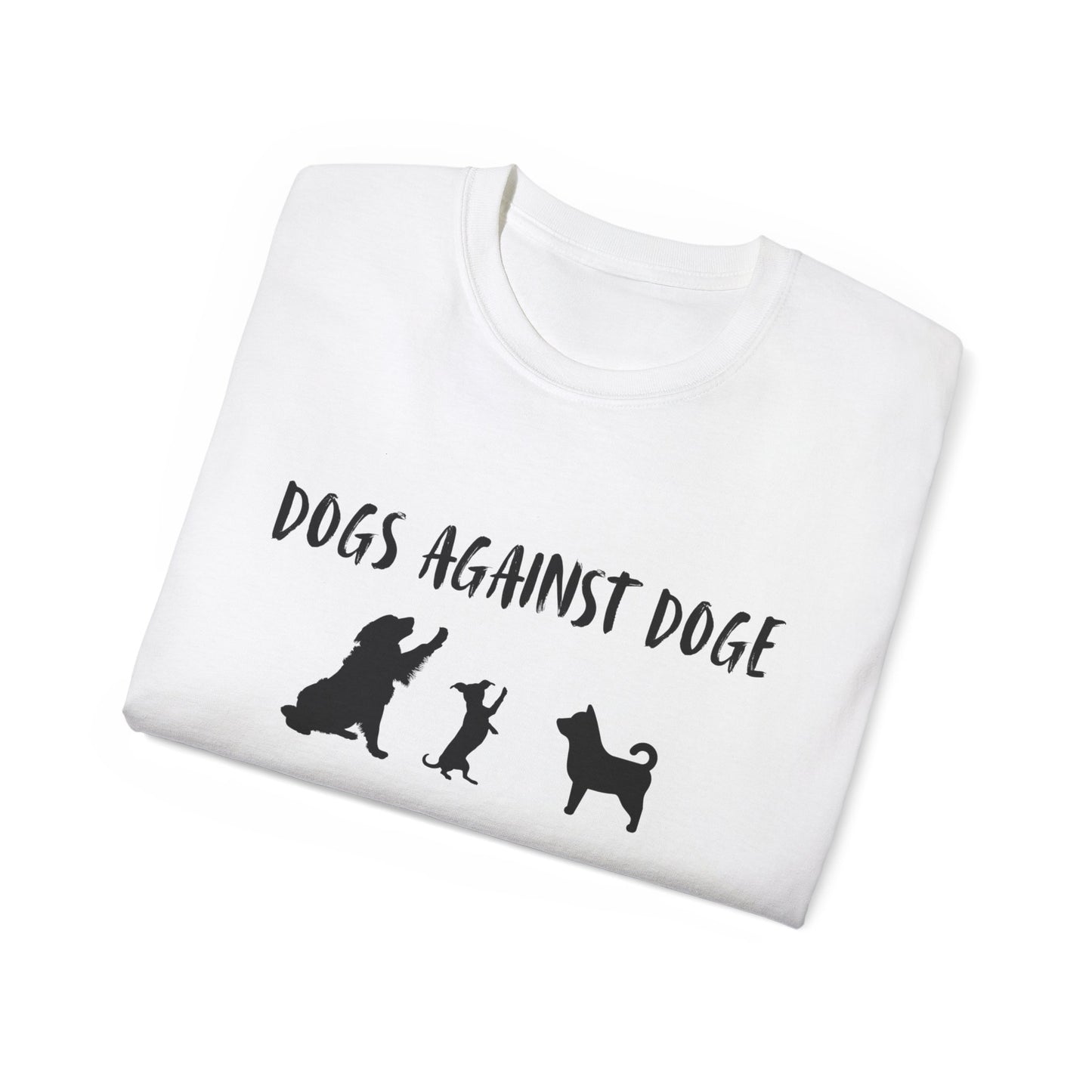 Unisex White Dogs Against DOGE Ultra Cotton Tee