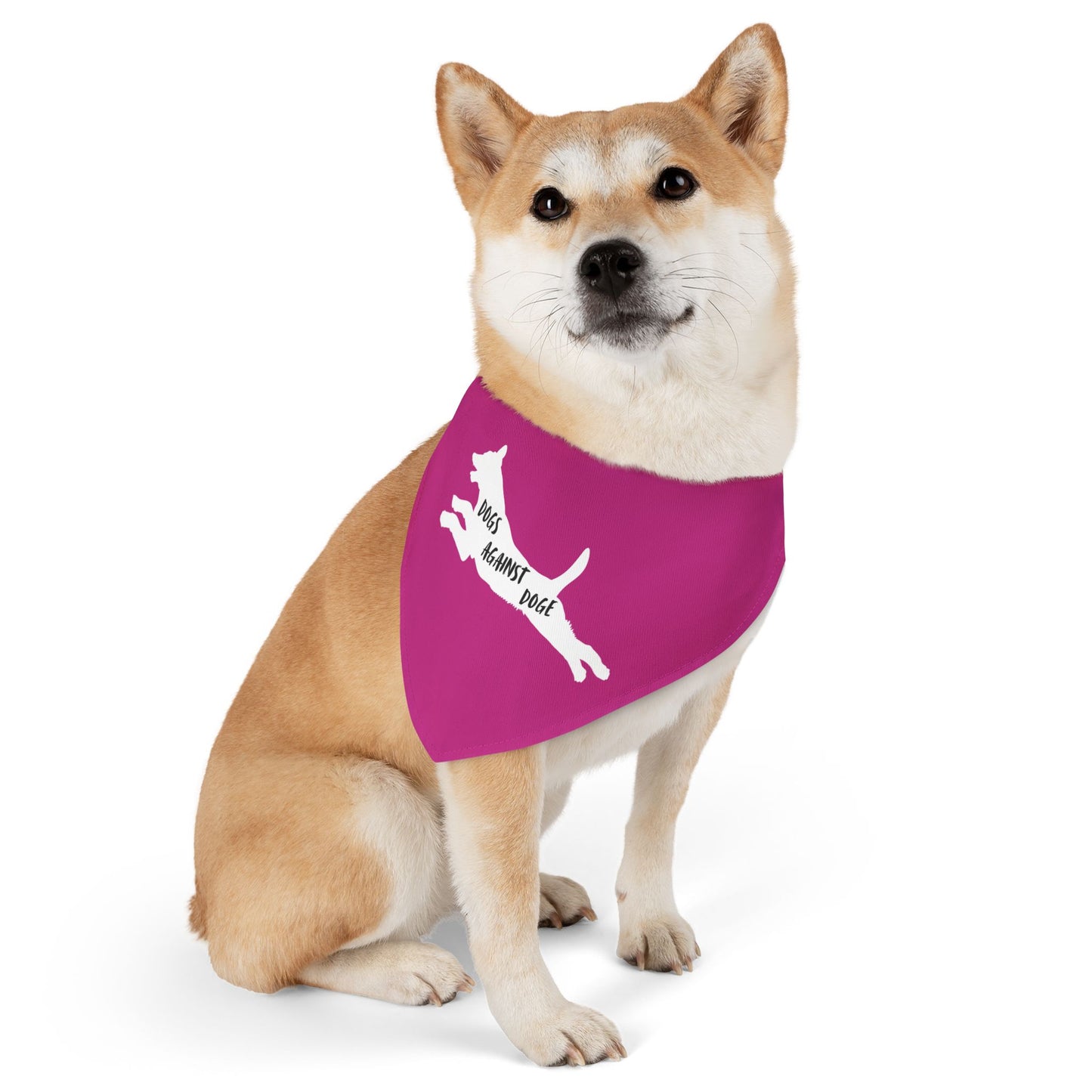 Hot Pink Dogs Against DOGE Lunging Pup Pet Bandana Collar