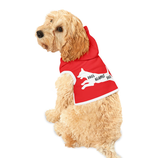 Red Lunging Pup Dogs Against DOGE Pet Hoodie