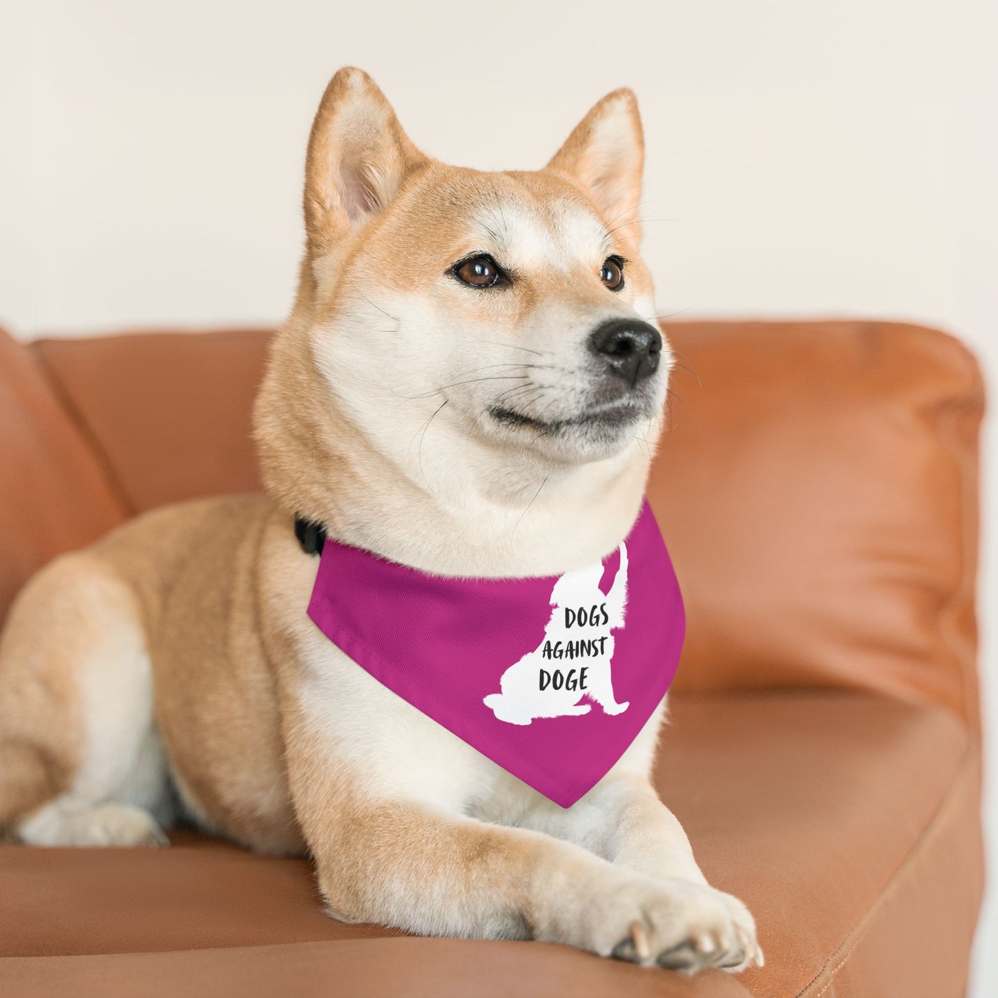 Hot Pink Dogs Against DOGE Raised Paw Pet Bandana Collar