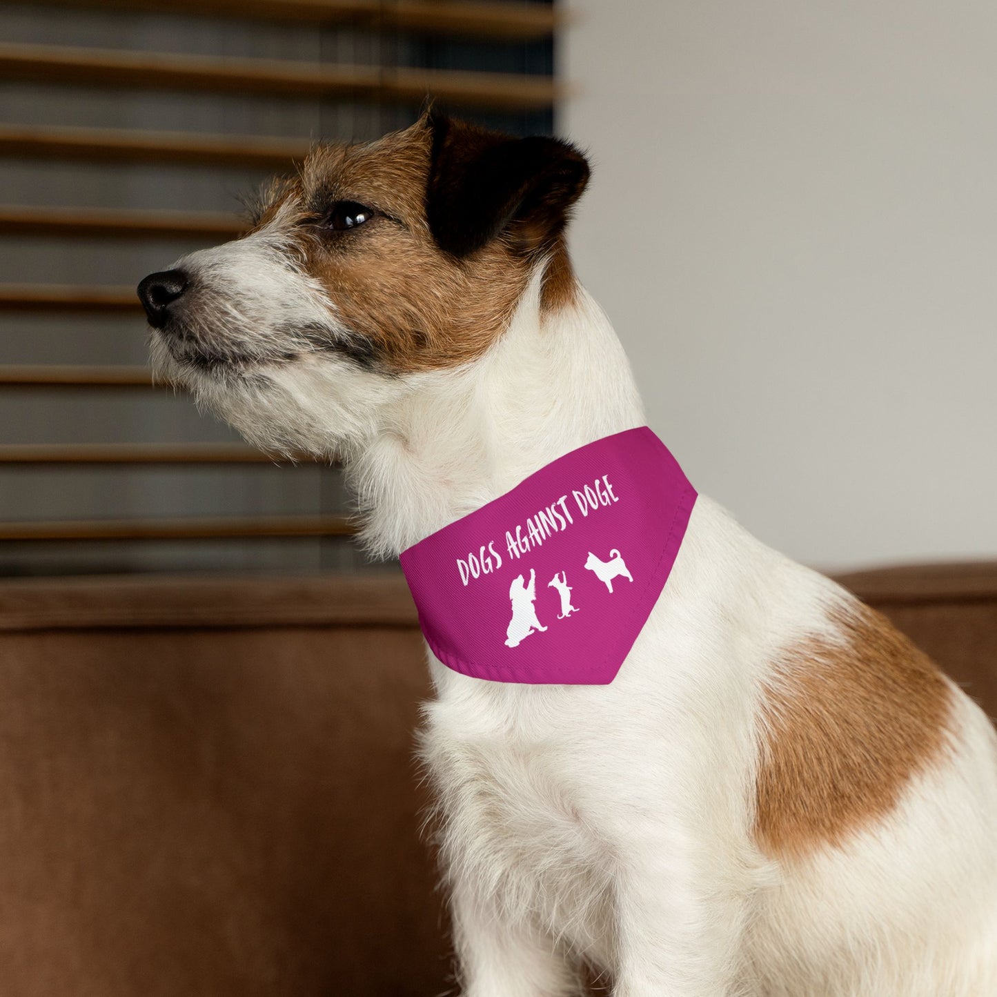 Hot Pink Dogs Against DOGE "Stop the DOGE" Pet Bandana Collar