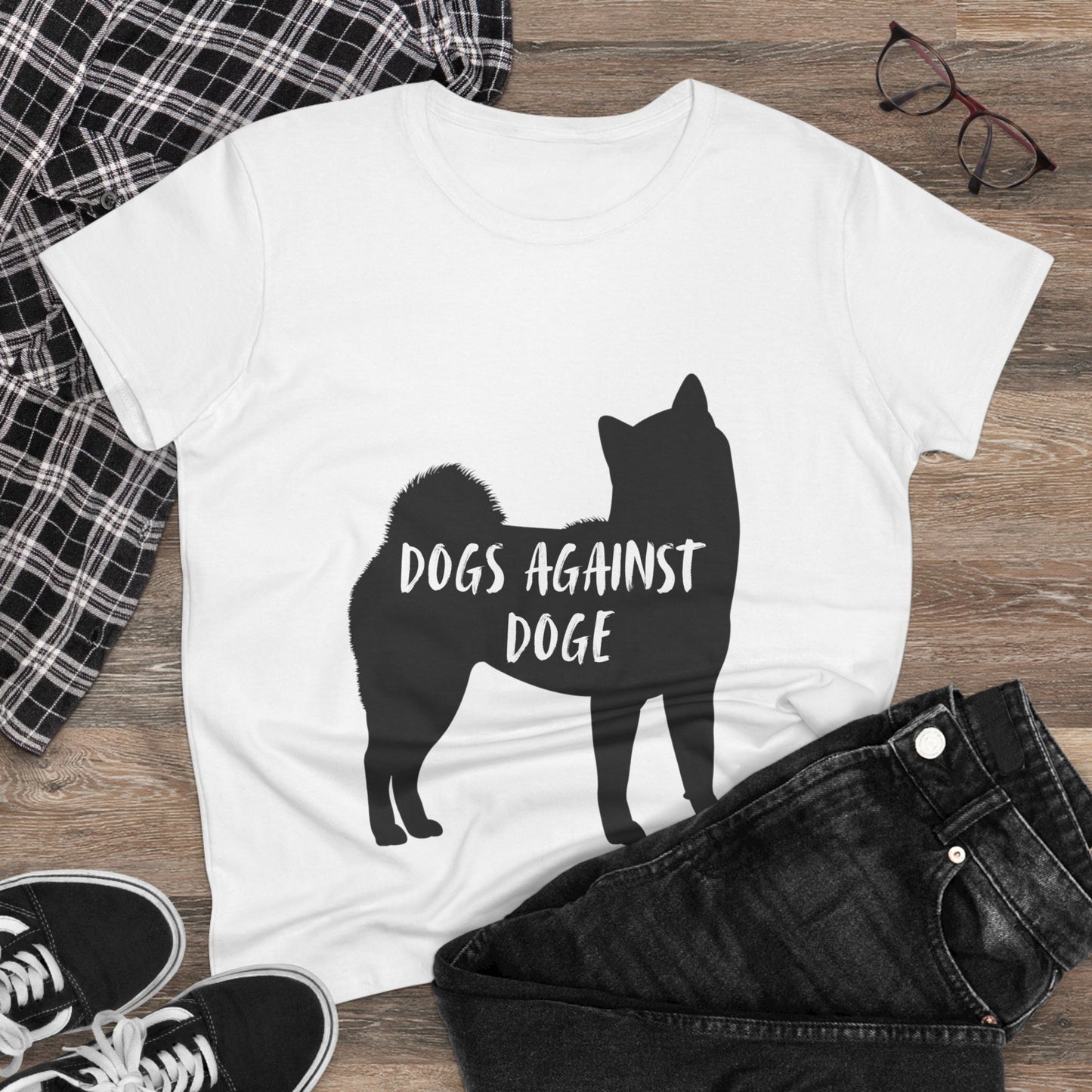 Shiba Inu Women's Dogs Against DOGE White Cotton Tee