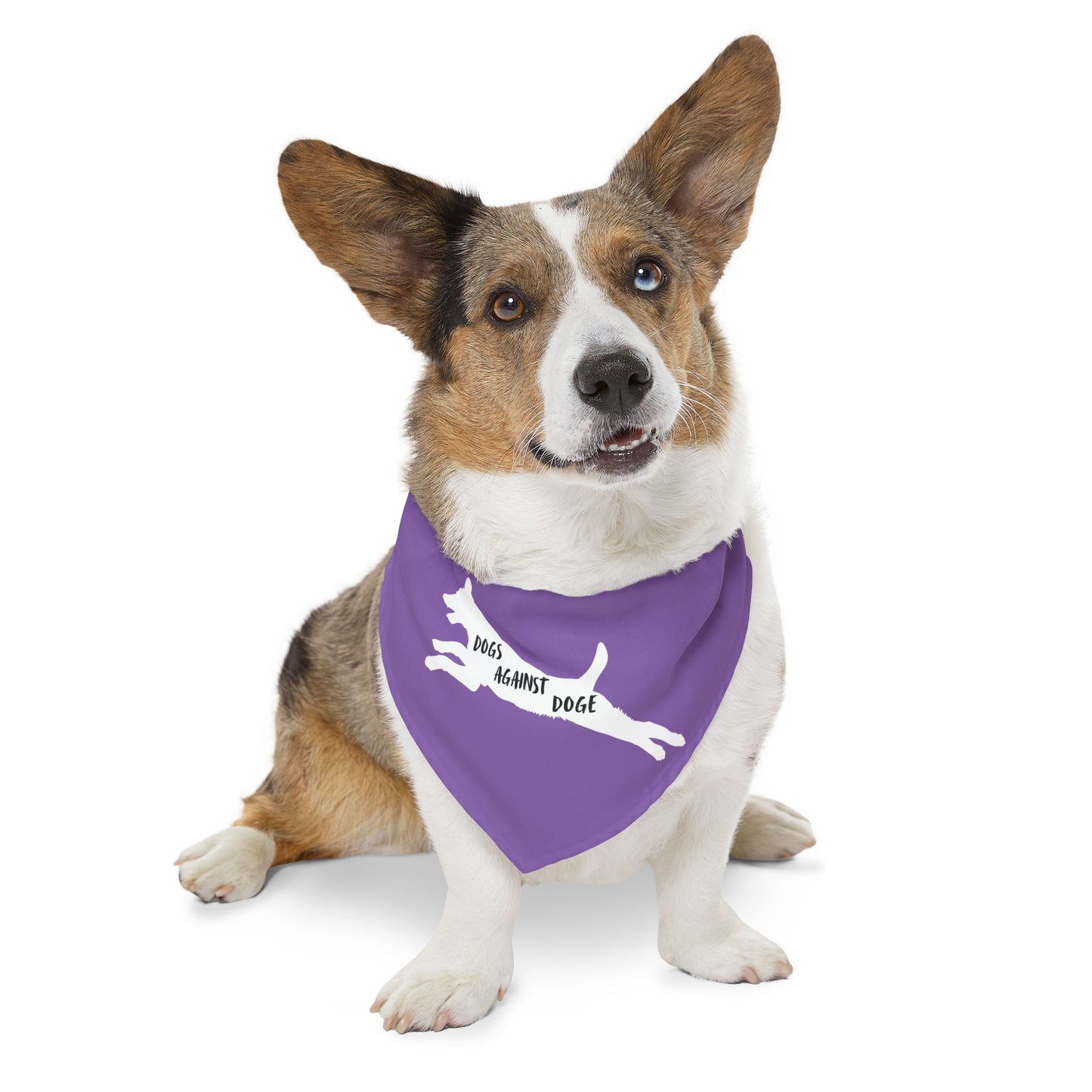 Lavender Dogs Against DOGE Lunging Pup Pet Bandana Collar