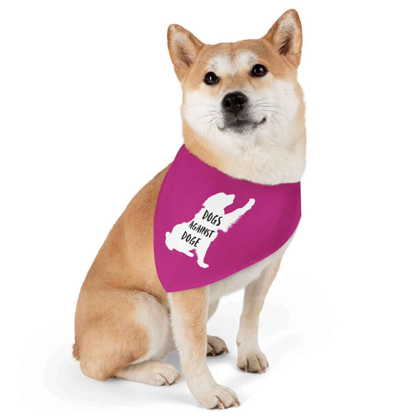 Hot Pink Dogs Against DOGE Raised Paw Pet Bandana Collar