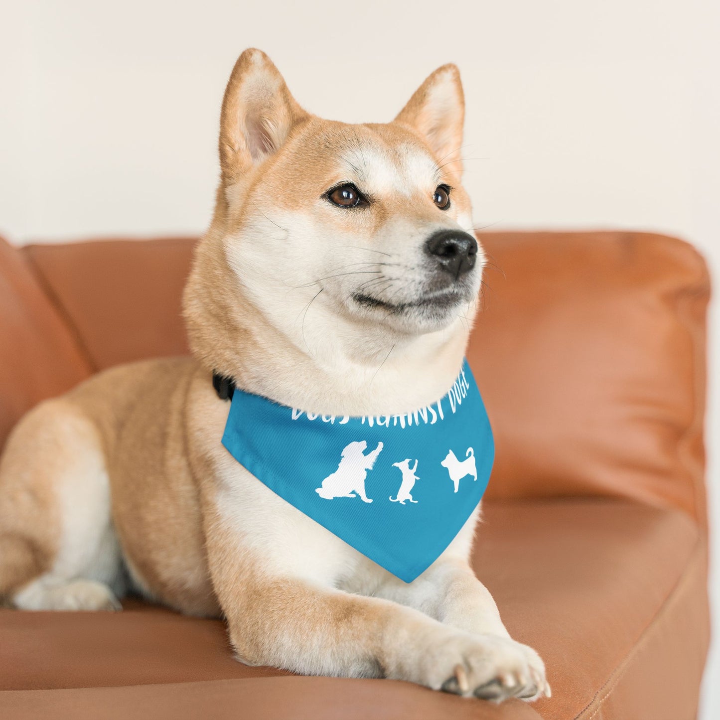 Turquoise Dogs Against DOGE "Stop the DOGE" Pet Bandana Collar