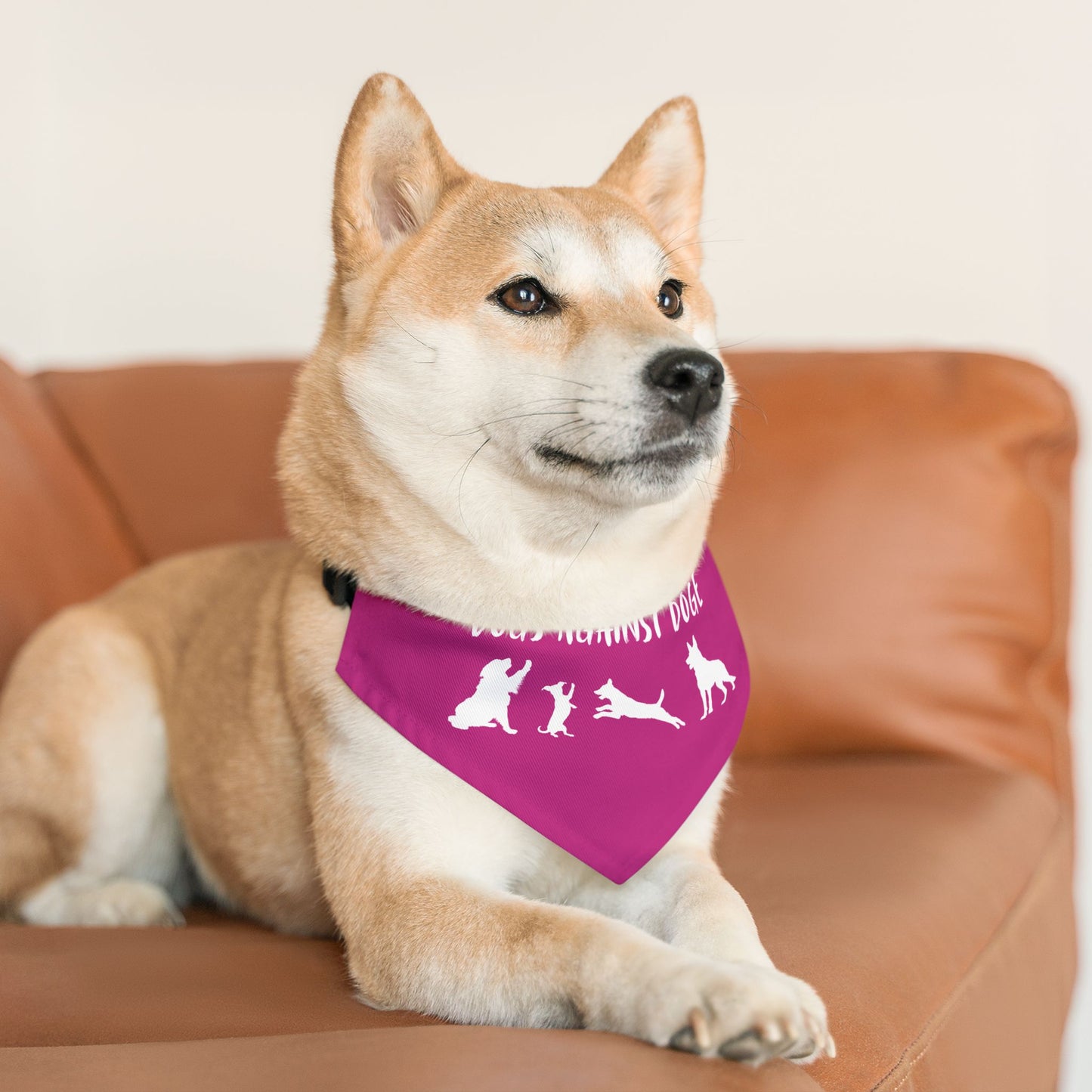 Hot Pink Dogs Against DOGE Protesting Pups Pet Bandana Collar - Stylish Accessory for Dog Lovers