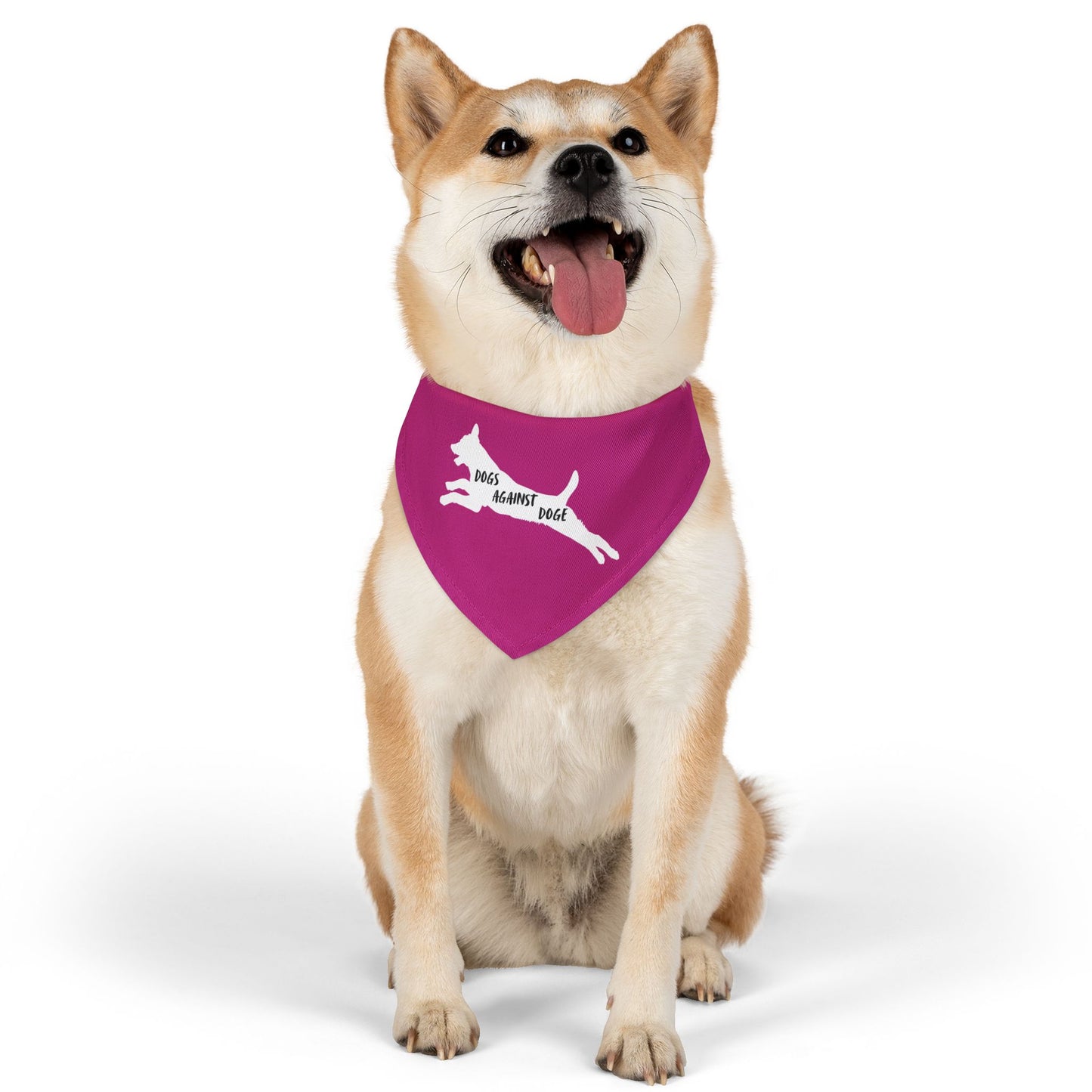 Hot Pink Dogs Against DOGE Lunging Pup Pet Bandana Collar