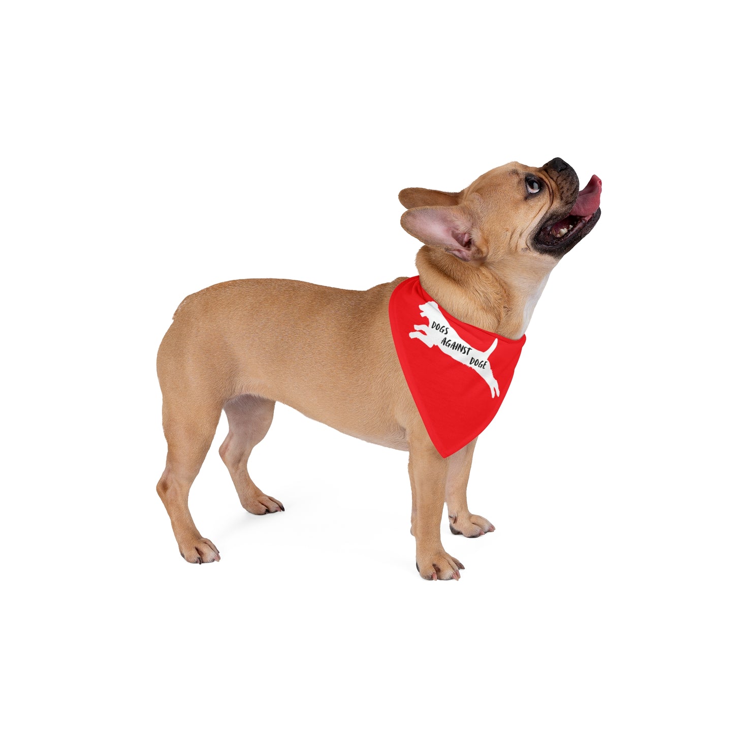 Red Lunging Pup Dogs Against DOGE Pet Bandana