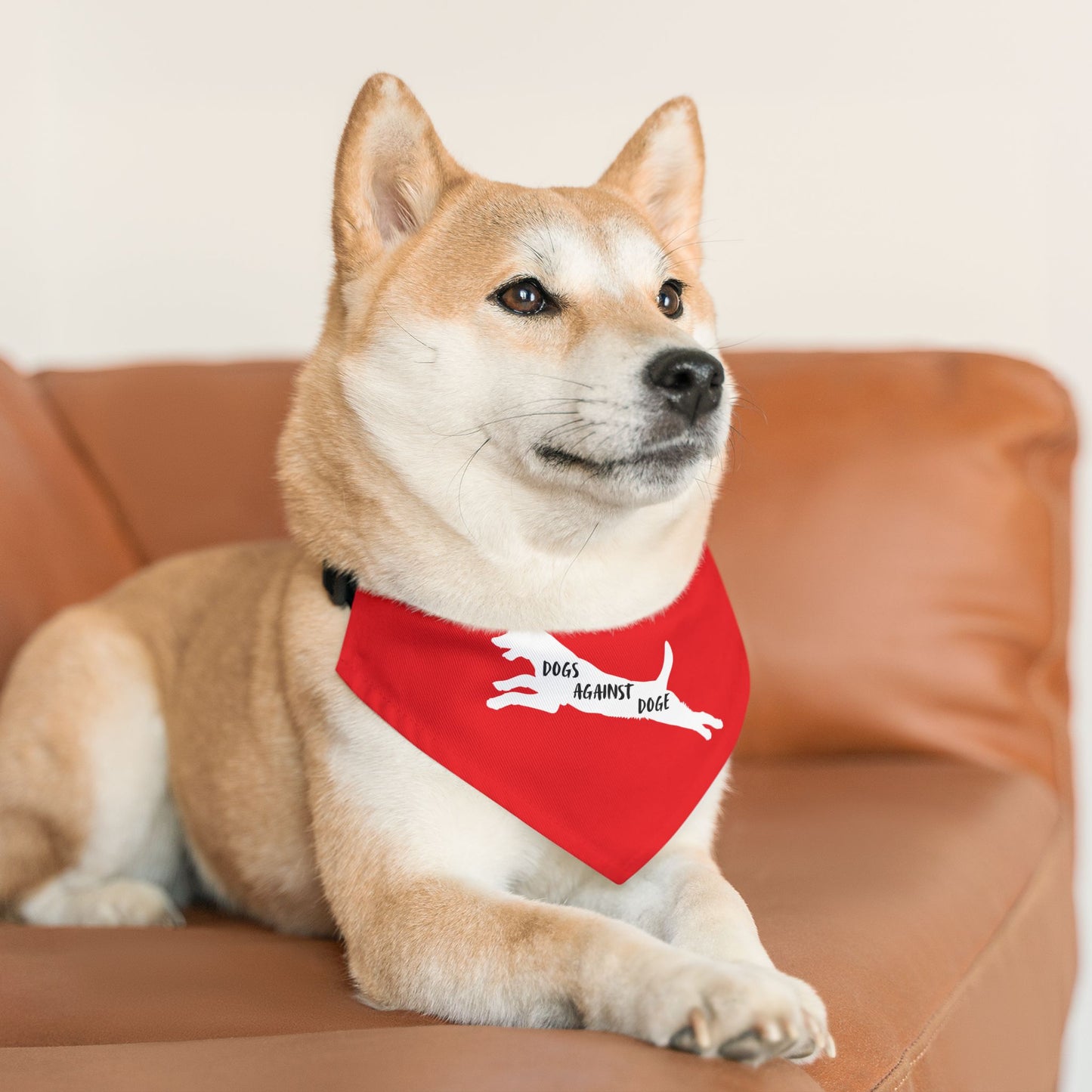 Red Dogs Against DOGE Lunging Pup Pet Bandana Collar
