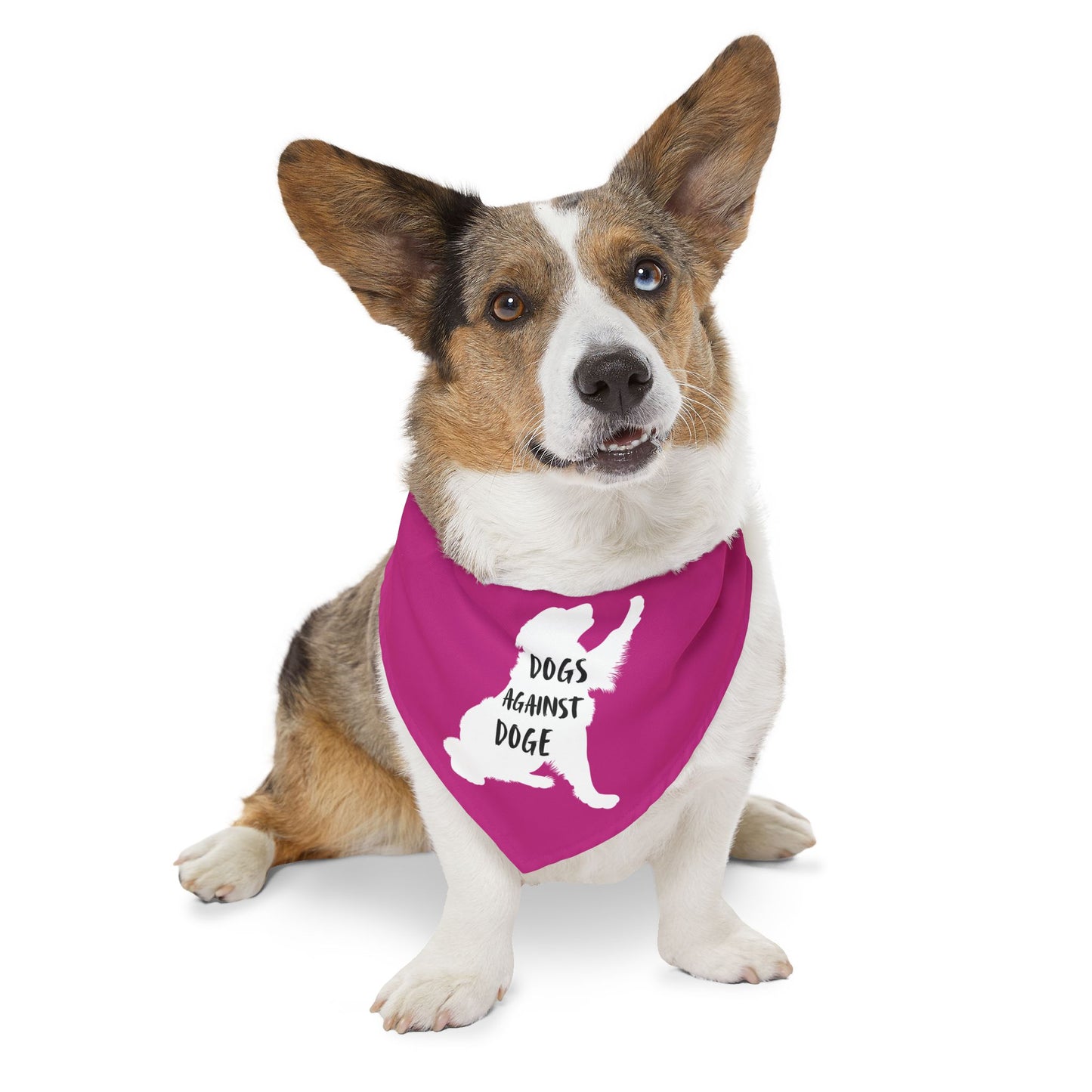 Hot Pink Dogs Against DOGE Raised Paw Pet Bandana Collar