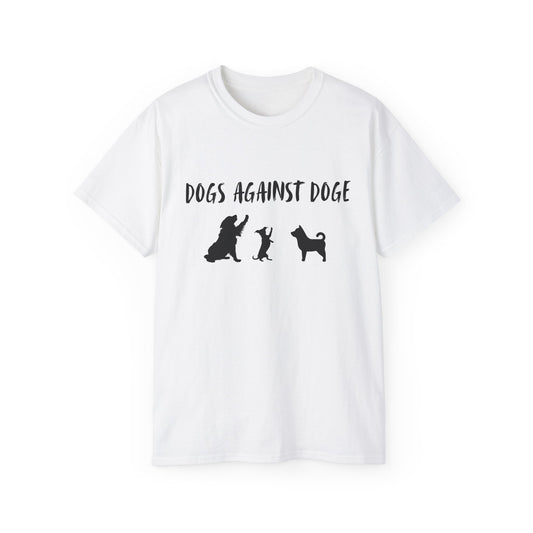 Unisex White Dogs Against DOGE Ultra Cotton Tee