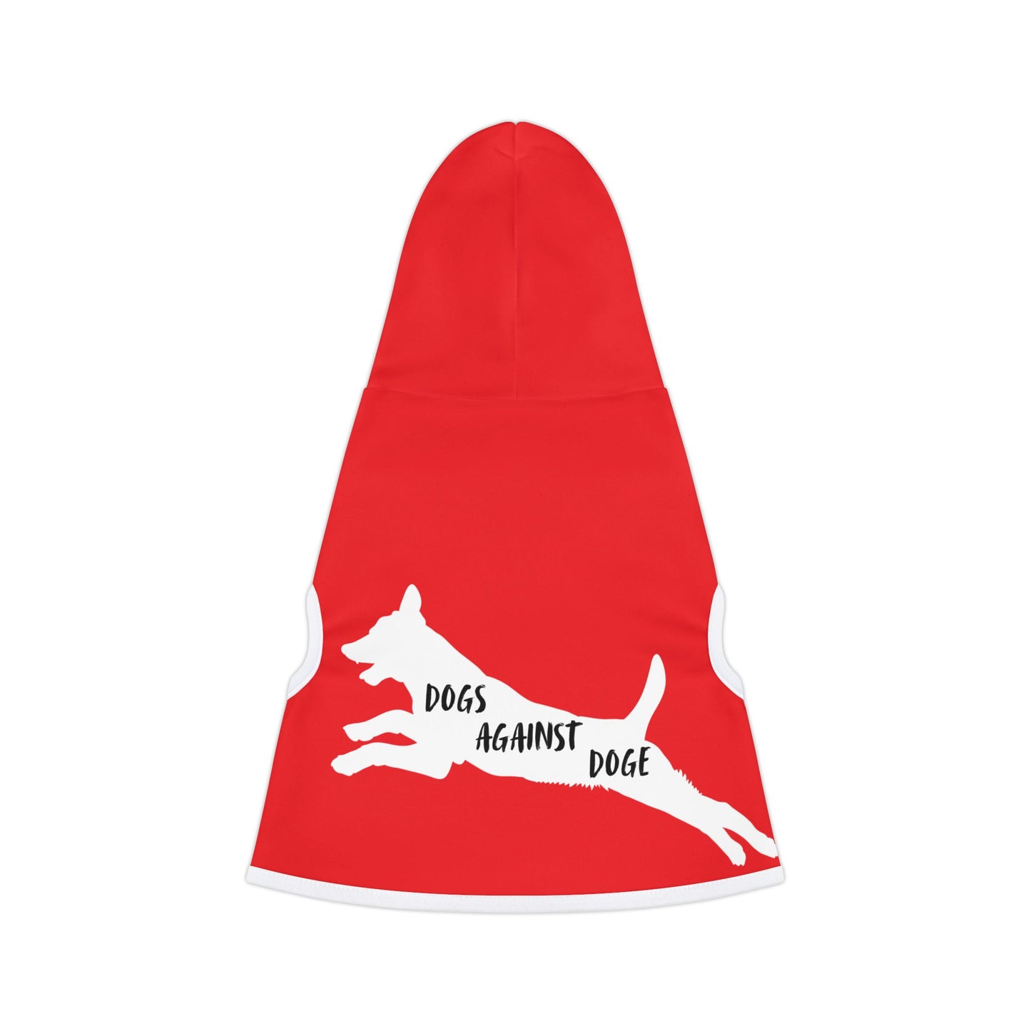 Red Lunging Pup Dogs Against DOGE Pet Hoodie