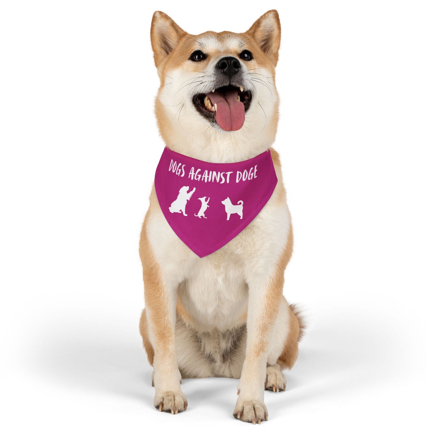 Hot Pink Dogs Against DOGE "Stop the DOGE" Pet Bandana Collar