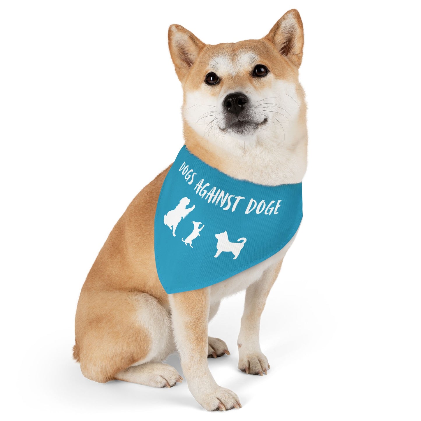 Turquoise Dogs Against DOGE "Stop the DOGE" Pet Bandana Collar