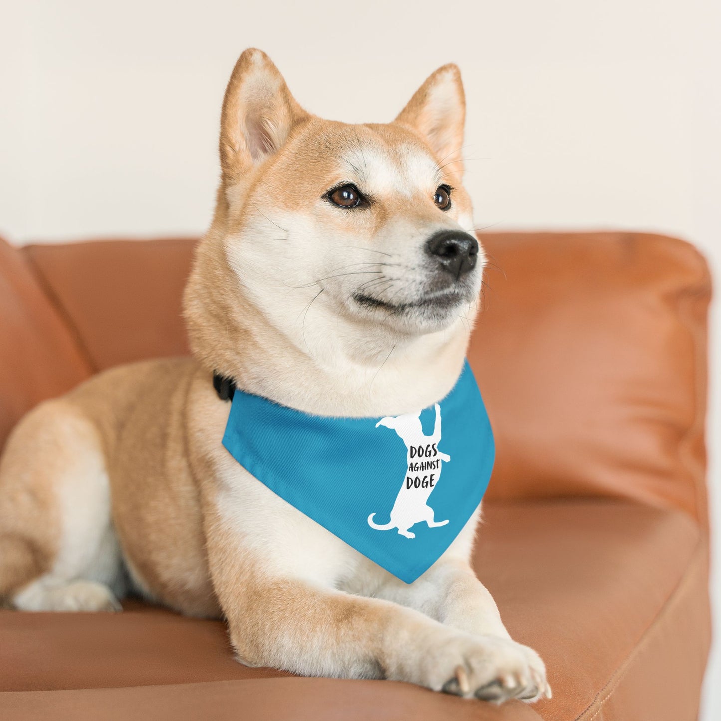 Turquoise Wiener Dogs Against DOGE Pet Bandana Collar