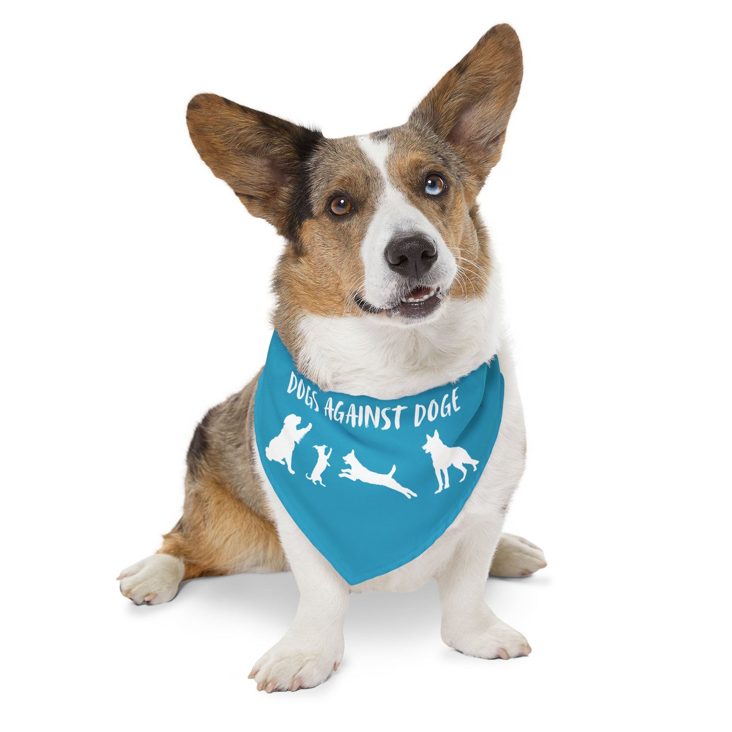 Turquoise Dogs Against DOGE Protesting Pups Pet Bandana Collar - Stylish Accessory for Dog Lovers