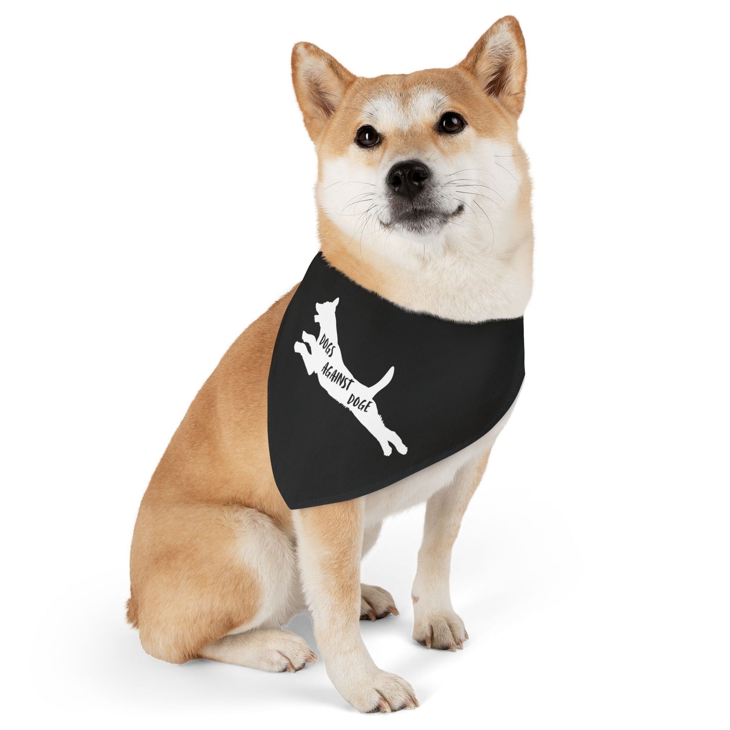 Black Dogs Against DOGE Lunging Pup Pet Bandana Collar