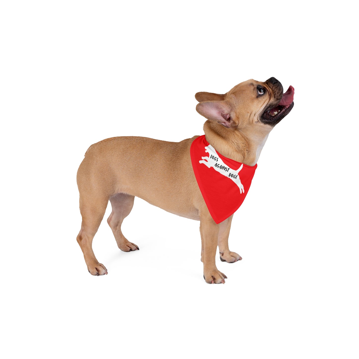 Red Lunging Pup Dogs Against DOGE Pet Bandana