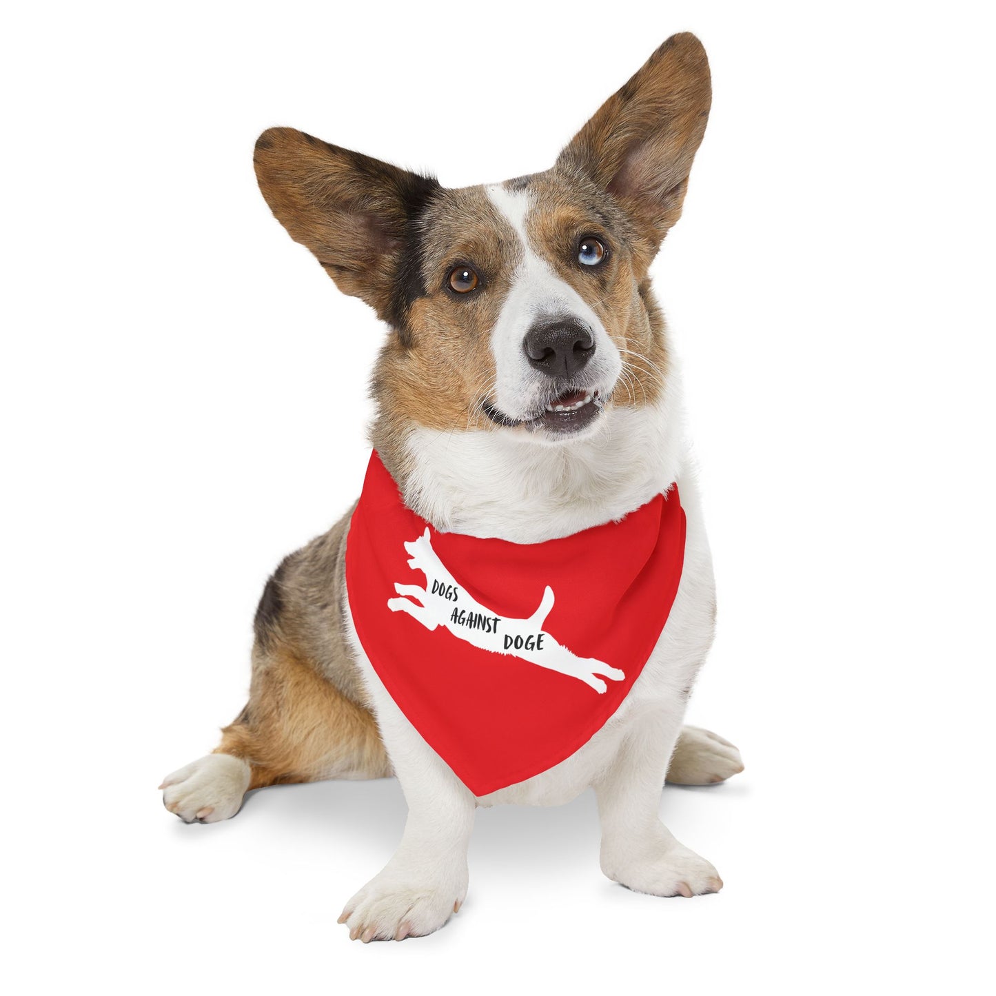 Red Dogs Against DOGE Lunging Pup Pet Bandana Collar