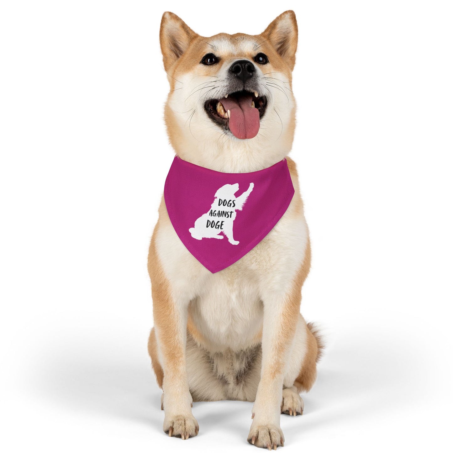 Hot Pink Dogs Against DOGE Raised Paw Pet Bandana Collar