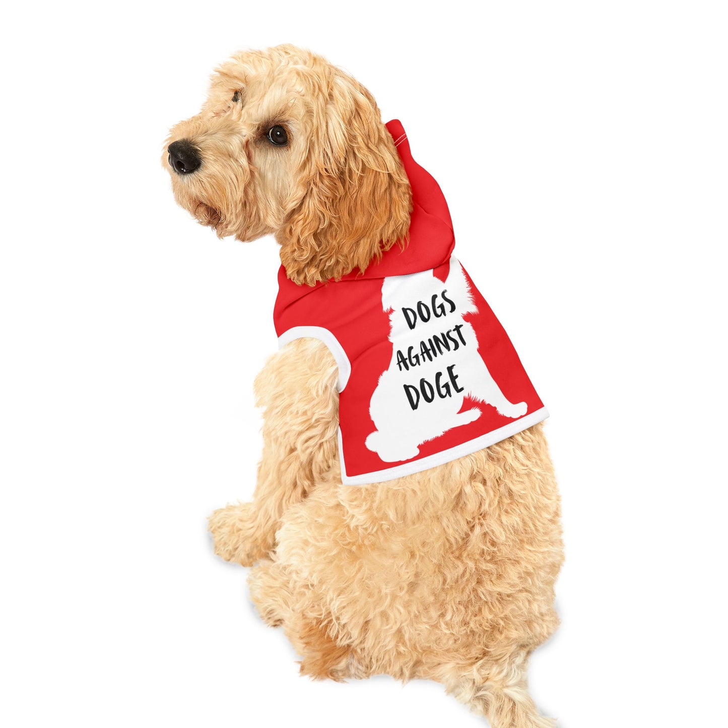Red Dogs Against DOGE Raised Paw Pet Hoodie