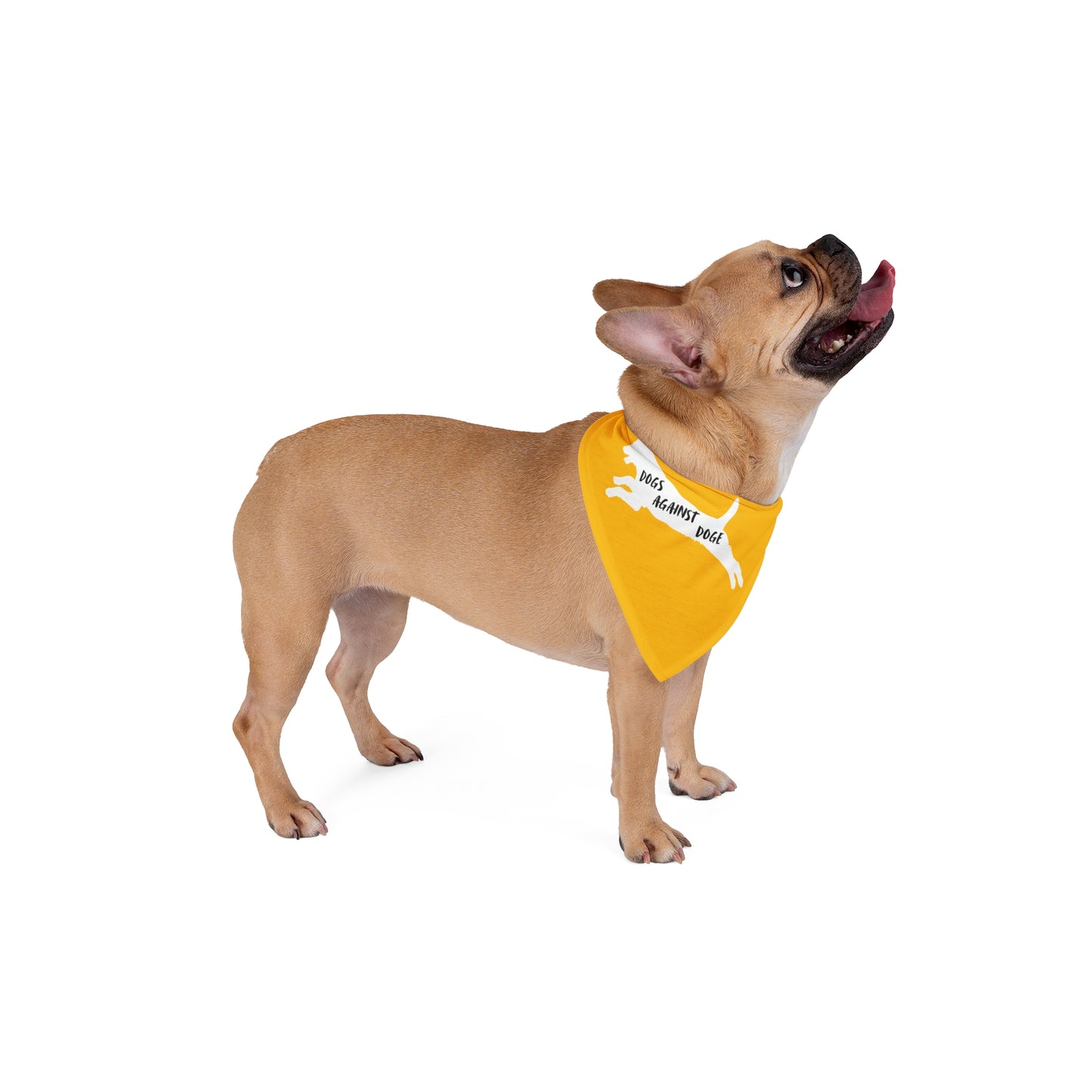 Yellow Lunging Pup Dogs Against DOGE Pet Bandana