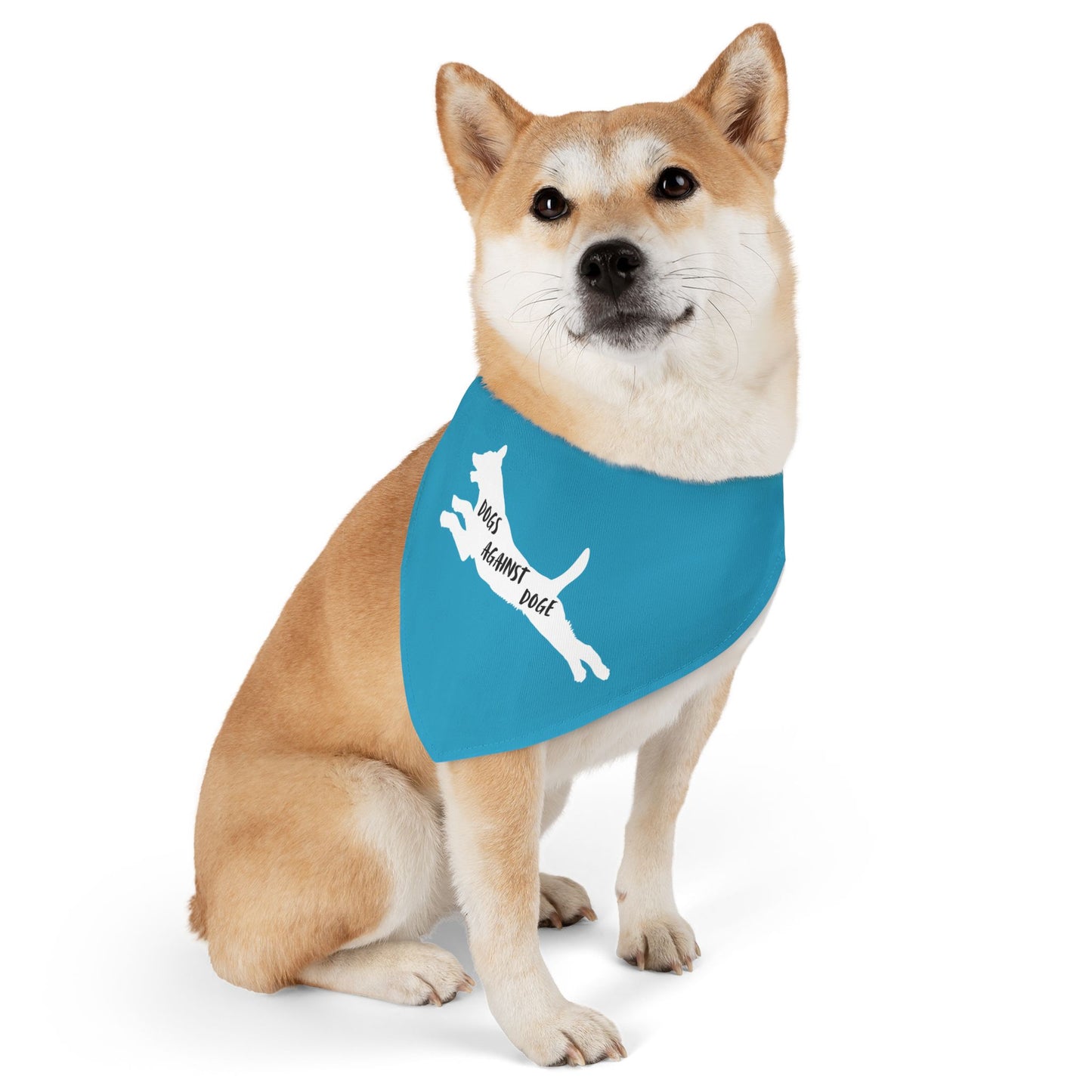 Turquoise Dogs Against DOGE Lunging Pup Pet Bandana Collar