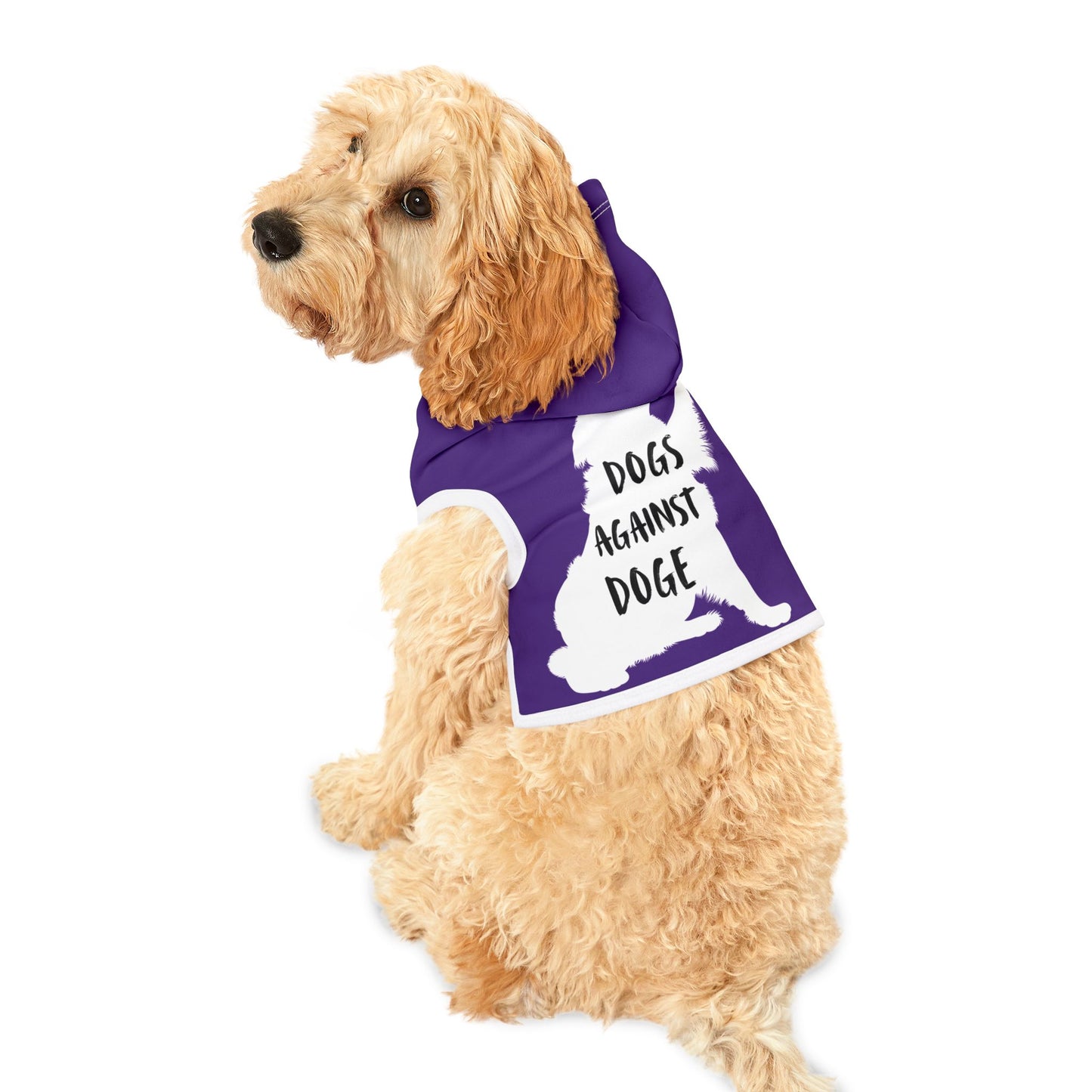 Purple Dogs Against DOGE Raised Paw Pet Hoodie