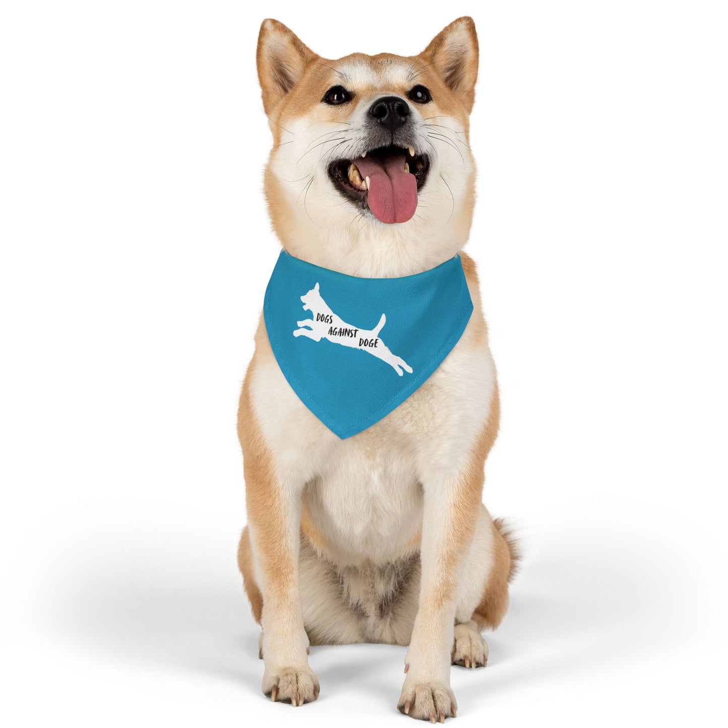 Turquoise Dogs Against DOGE Lunging Pup Pet Bandana Collar