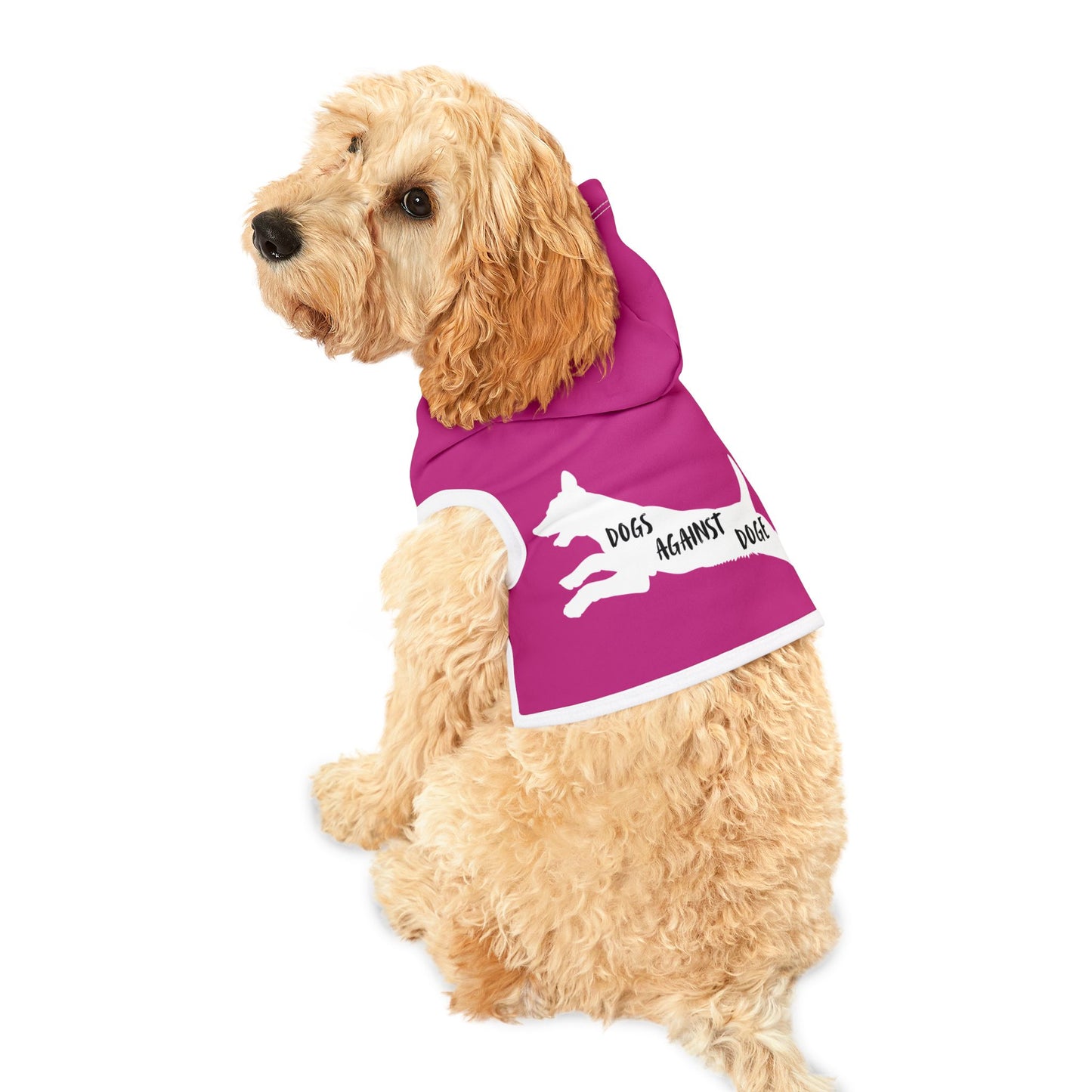 Hot Pink Lunging Pup Dogs Against DOGE Pet Hoodie