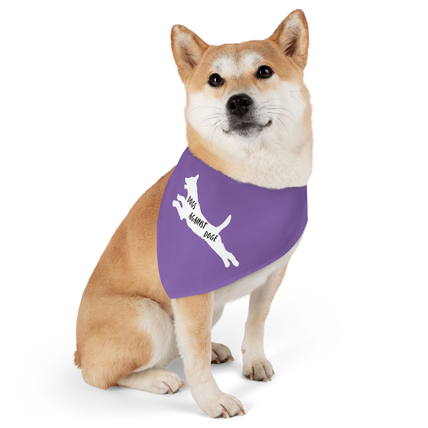 Lavender Dogs Against DOGE Lunging Pup Pet Bandana Collar