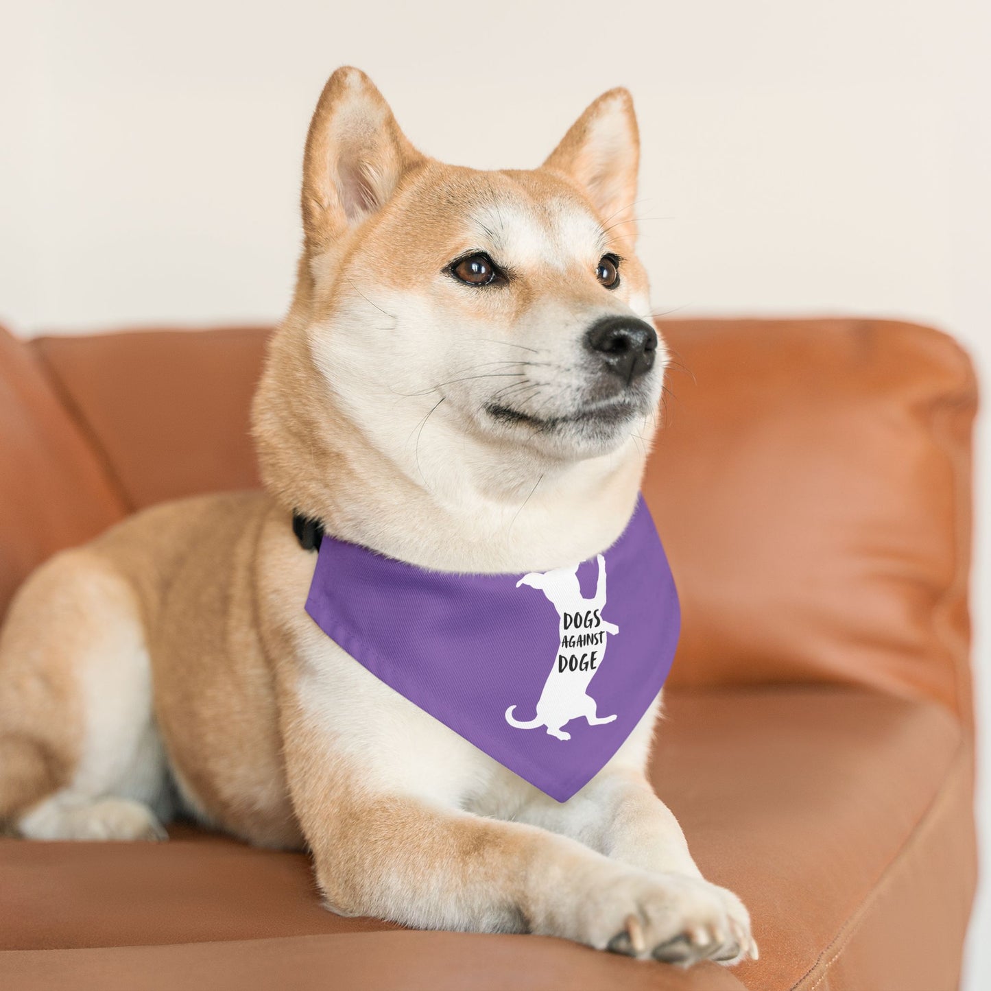 Lavender Wiener Dogs Against DOGE Pet Bandana Collar