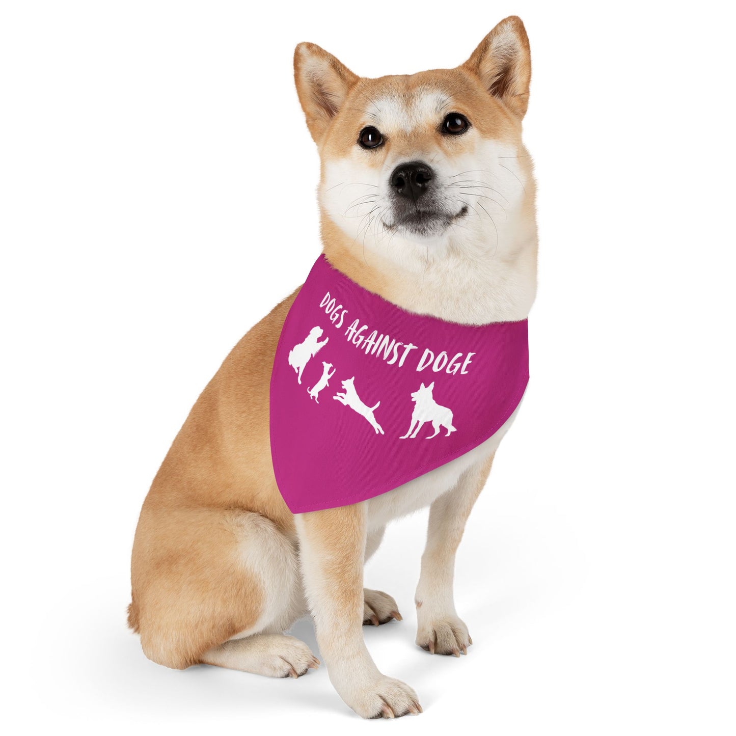 Hot Pink Dogs Against DOGE Protesting Pups Pet Bandana Collar - Stylish Accessory for Dog Lovers