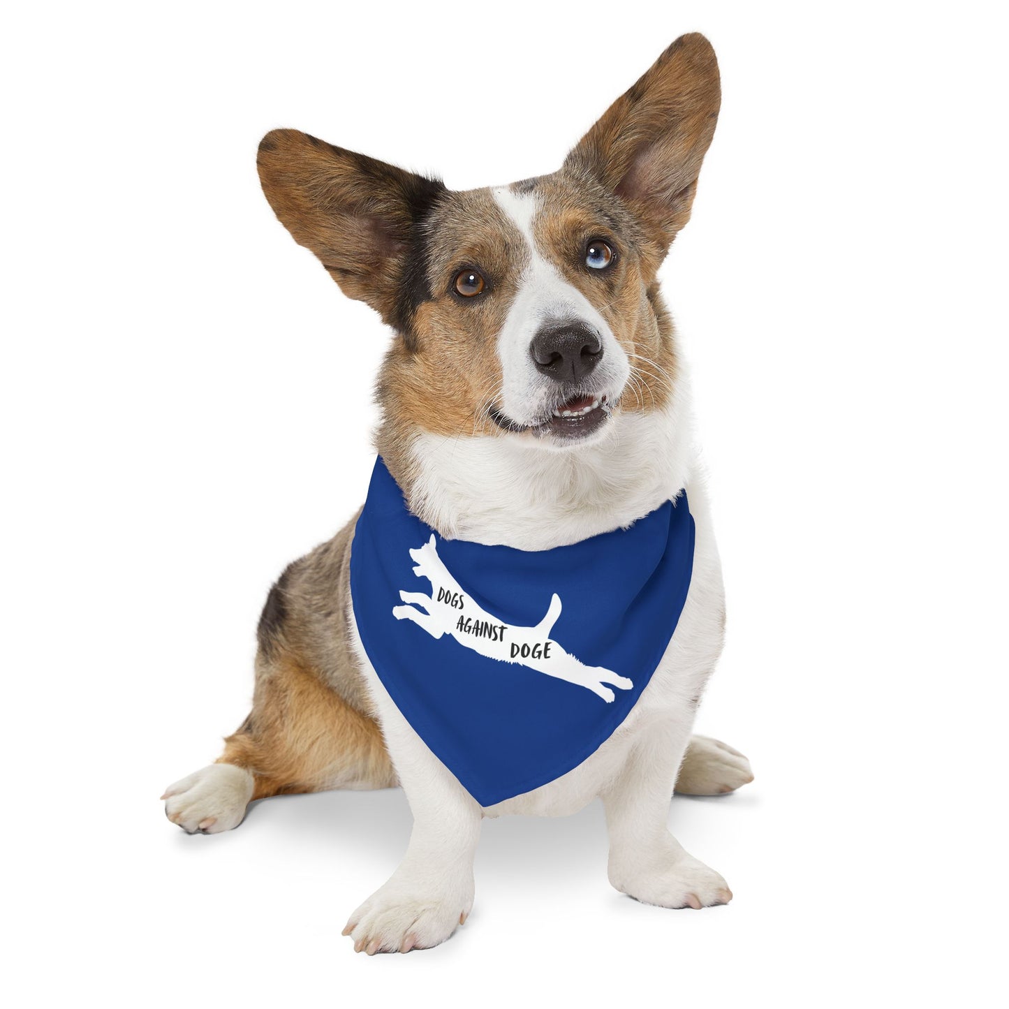 Blue Dogs Against DOGE Lunging Pup Pet Bandana Collar