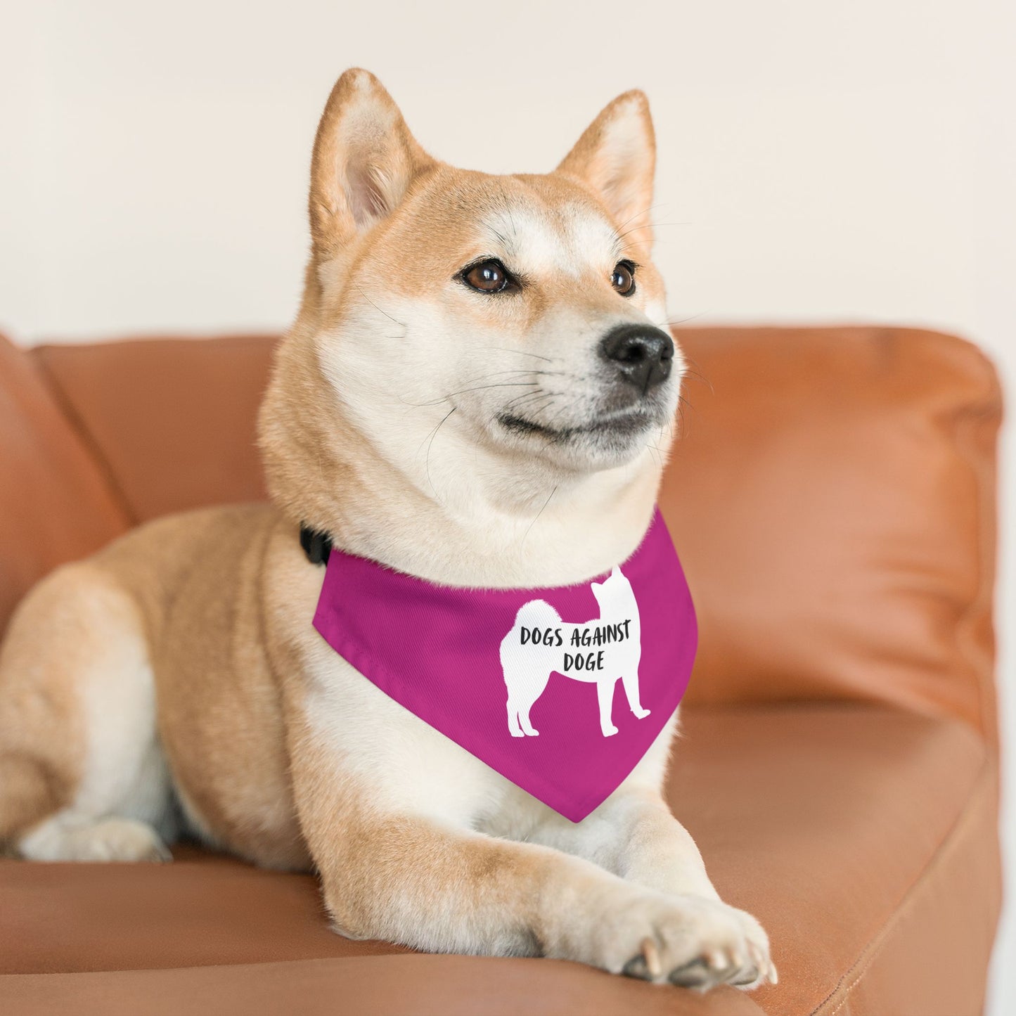 Hot Pink Dogs Against DOGE Shiba Inu Pet Bandana Collar