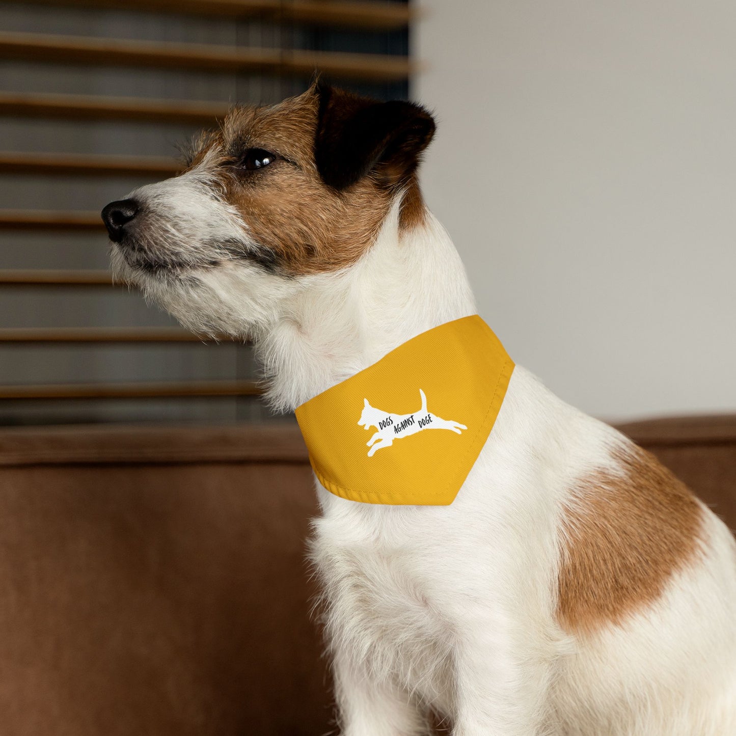 Yellow Dogs Against DOGE Lunging Pup Pet Bandana Collar